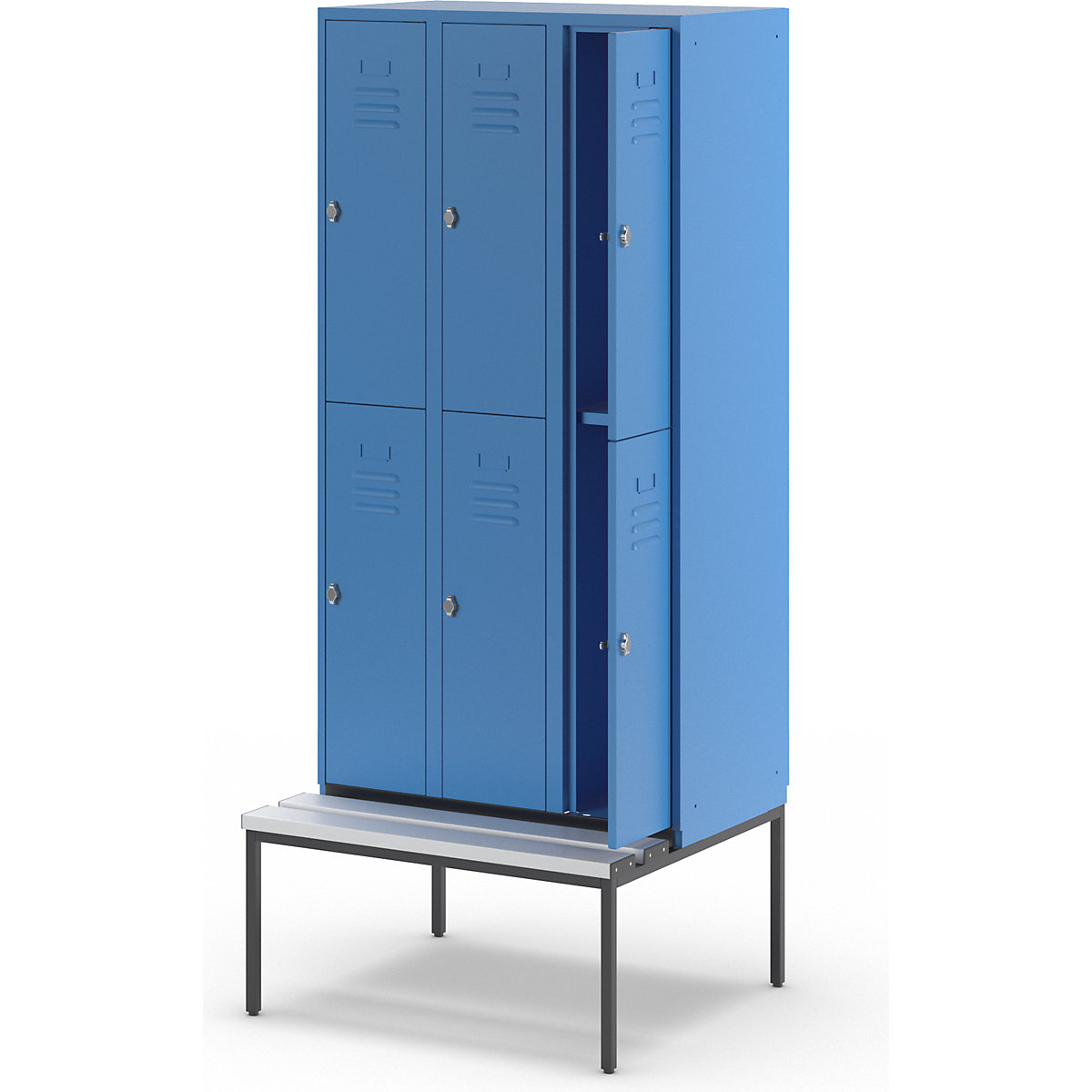 Lockerkast Berlin 2 met twee verdiepingen en zitbank – Wolf (Productafbeelding 8)-7