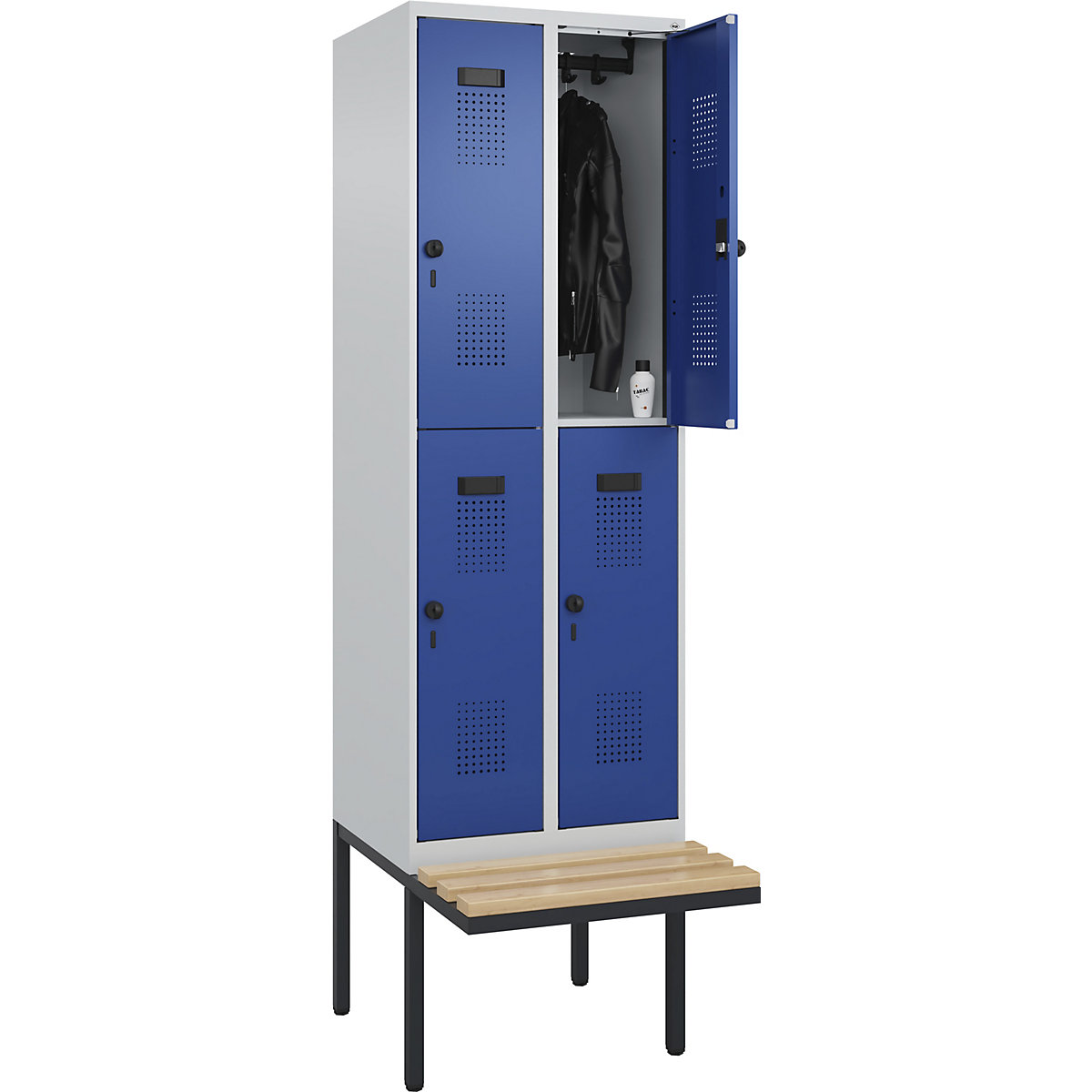 Lockerkast Evolo PLUS met twee verdiepingen en zitbank (Productafbeelding 3)-2