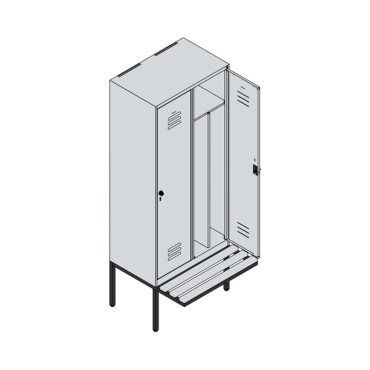 Multifunctionele lockerkast Classic PLUS met zitbank, smal – C+P (Productafbeelding 3)-2