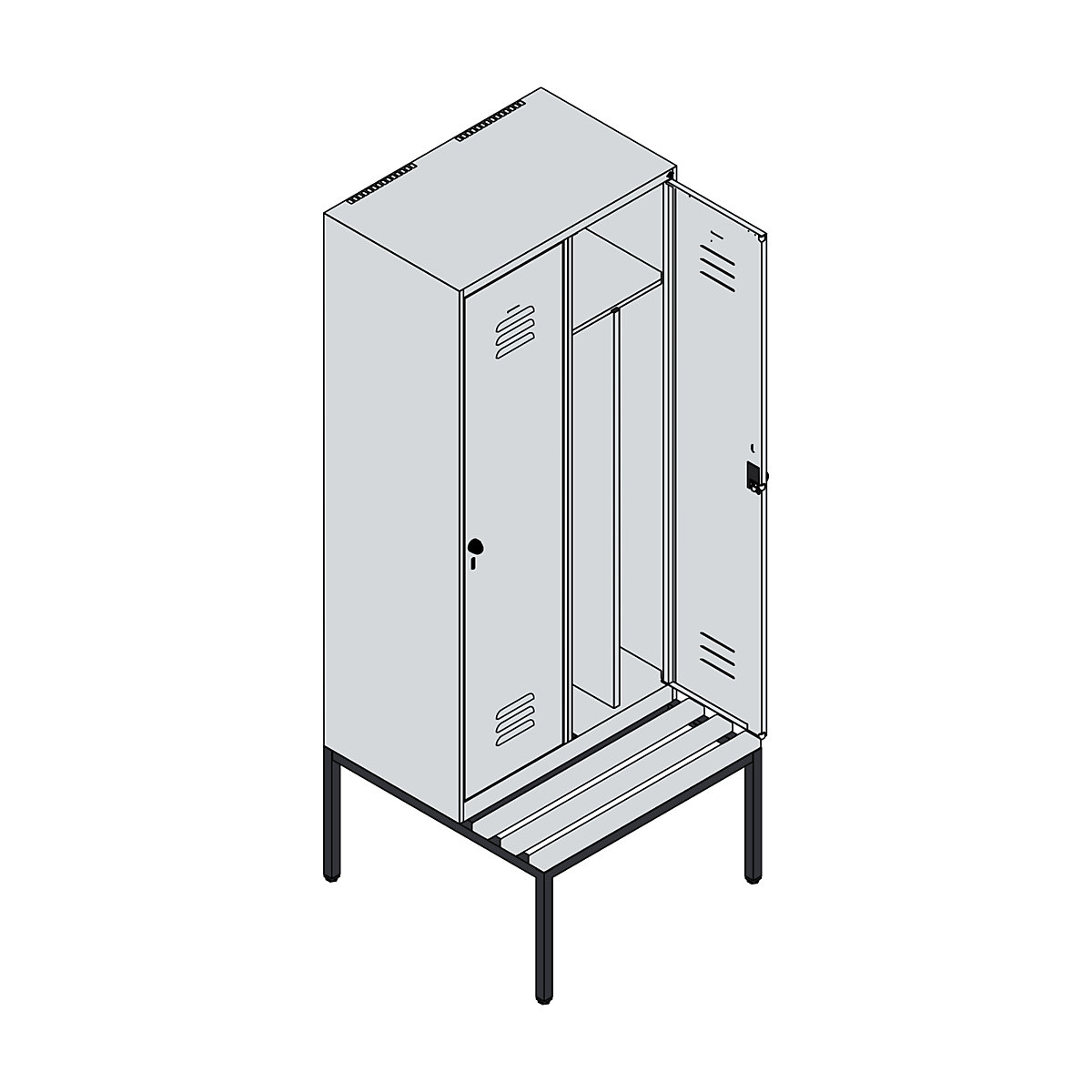 Multifunctionele lockerkast Classic PLUS met zitbank, smal – C+P (Productafbeelding 4)-3