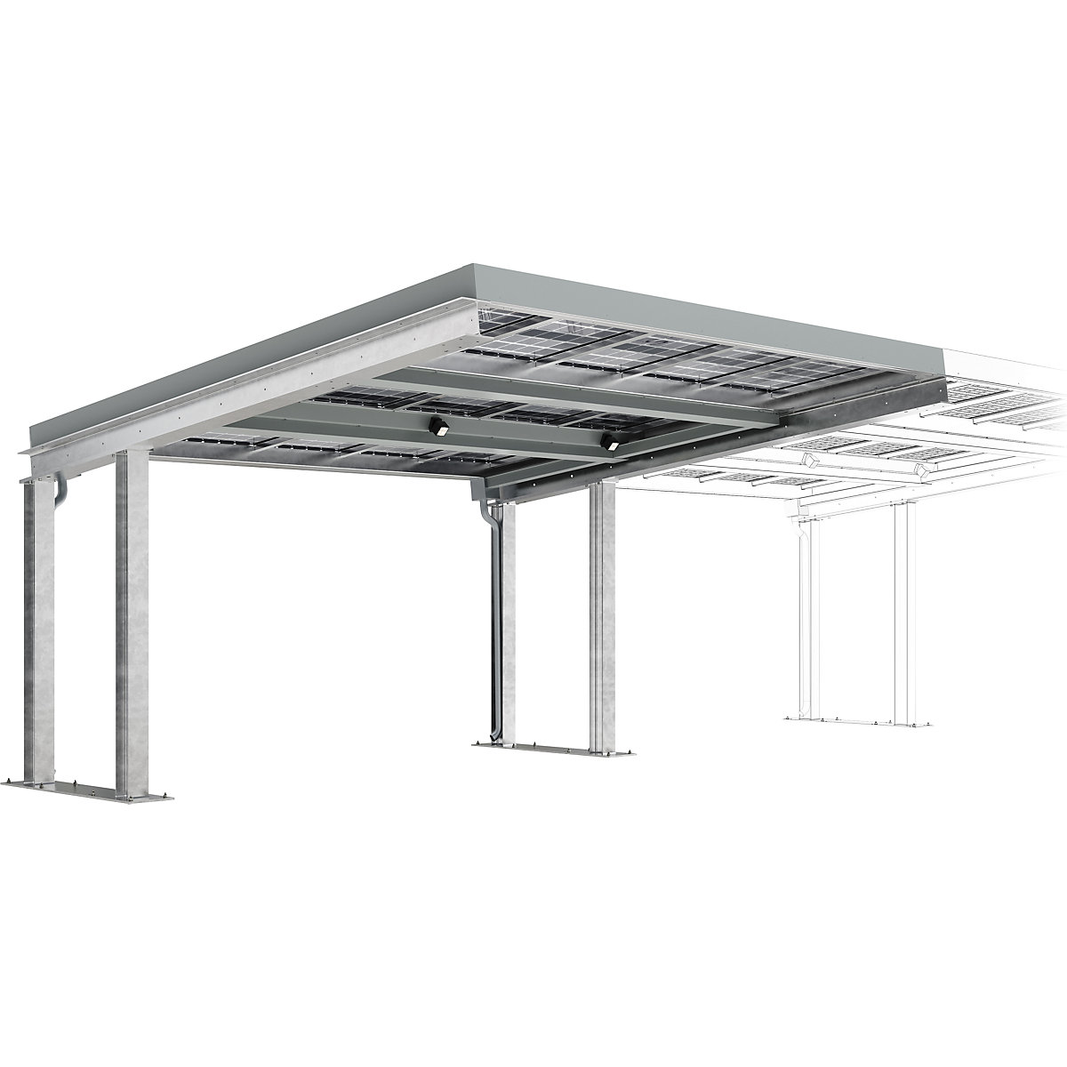 Voertuigoverkapping SolarCover met PV-modules zonder schakelkast