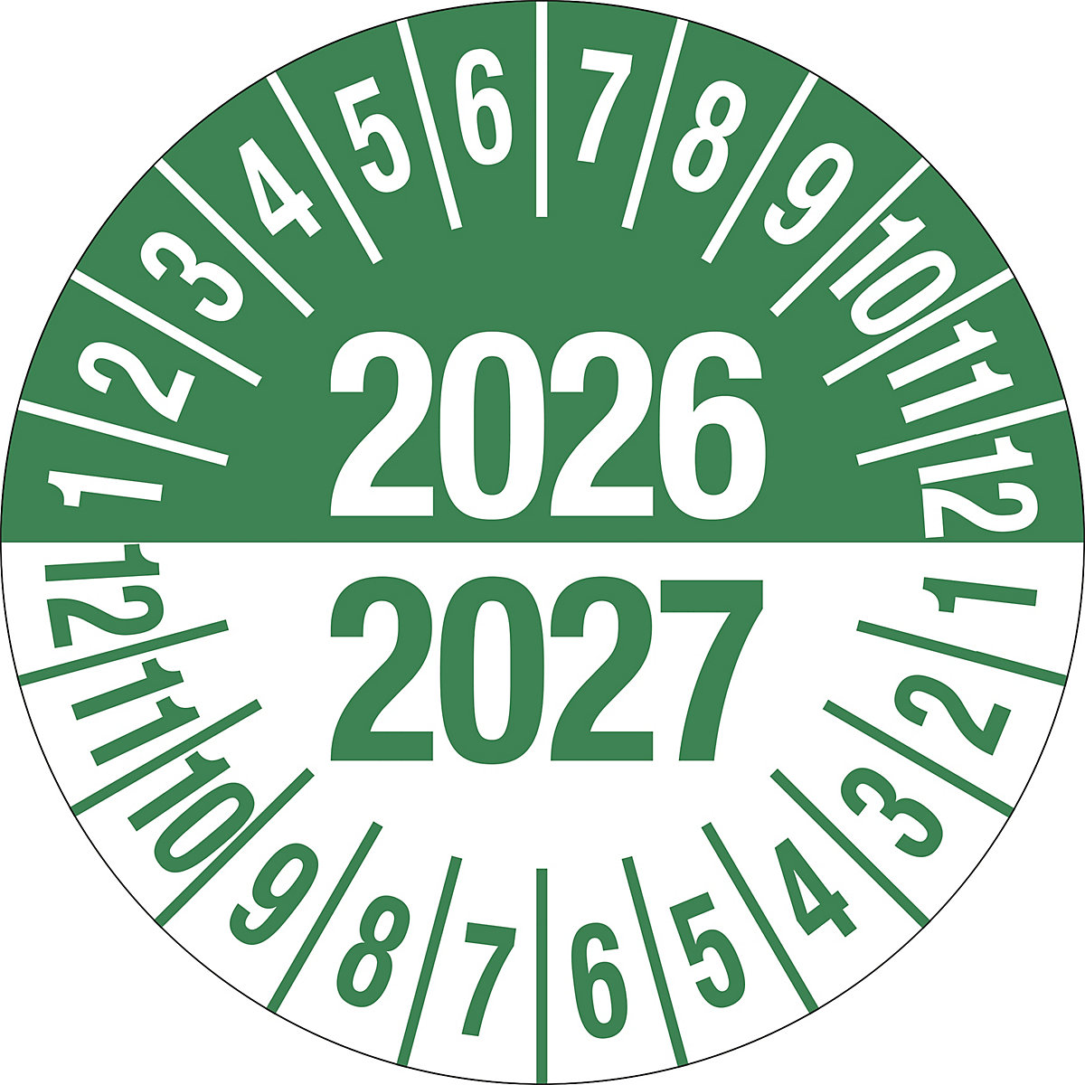 Keuringssticker, meerdere jaartallen, groen