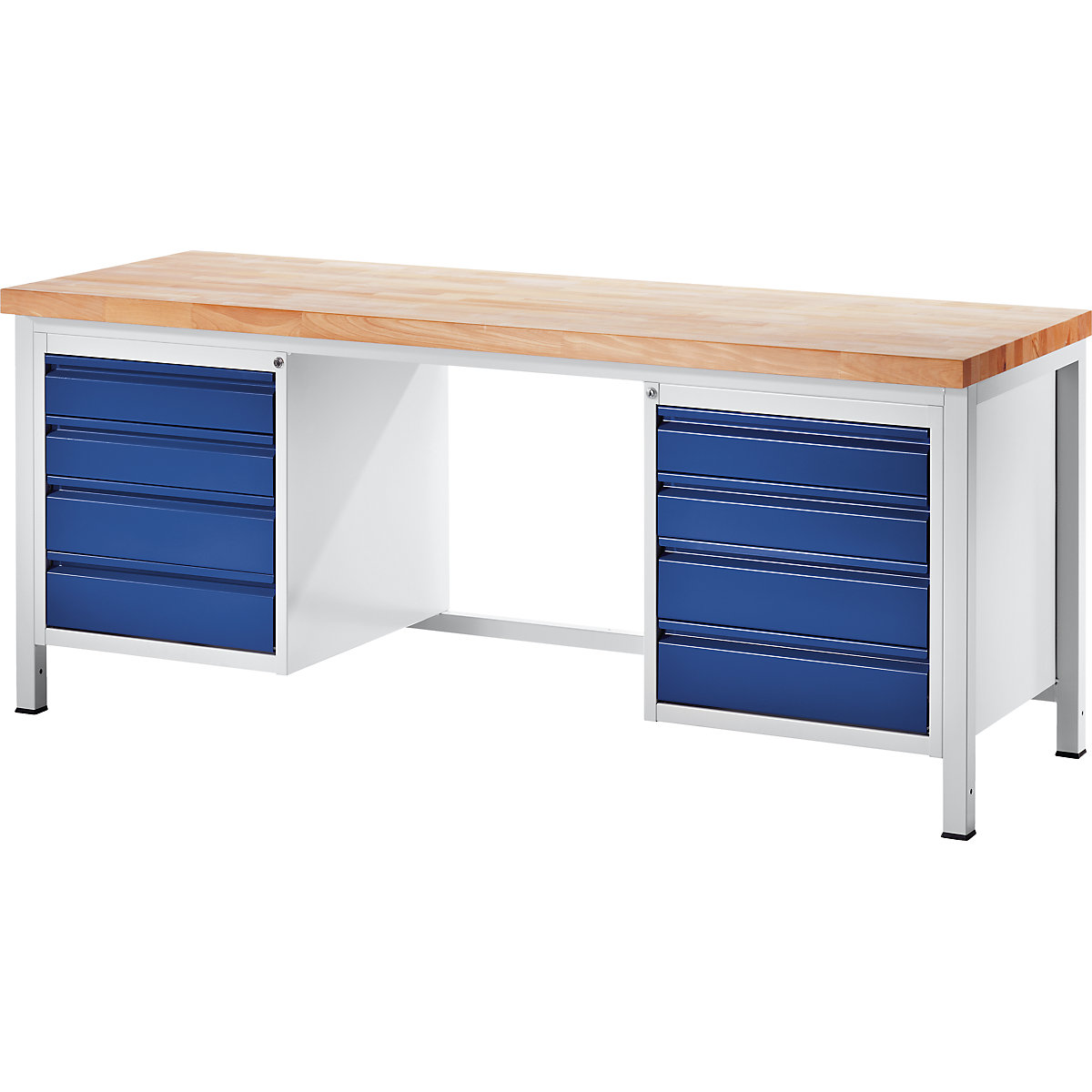 Werkbank, stellingbouw – RAU, 8 laden type L, diepte 700 mm, breedte 2000 mm-1