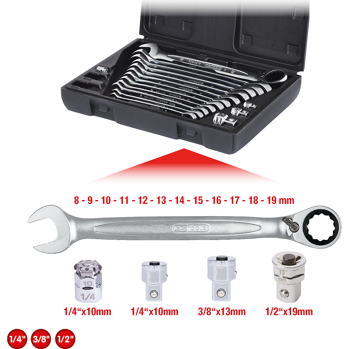 GEARplus Ratschenringmaulschlüssel-Satz, umschaltbar KS Tools (Produktabbildung 8)-7