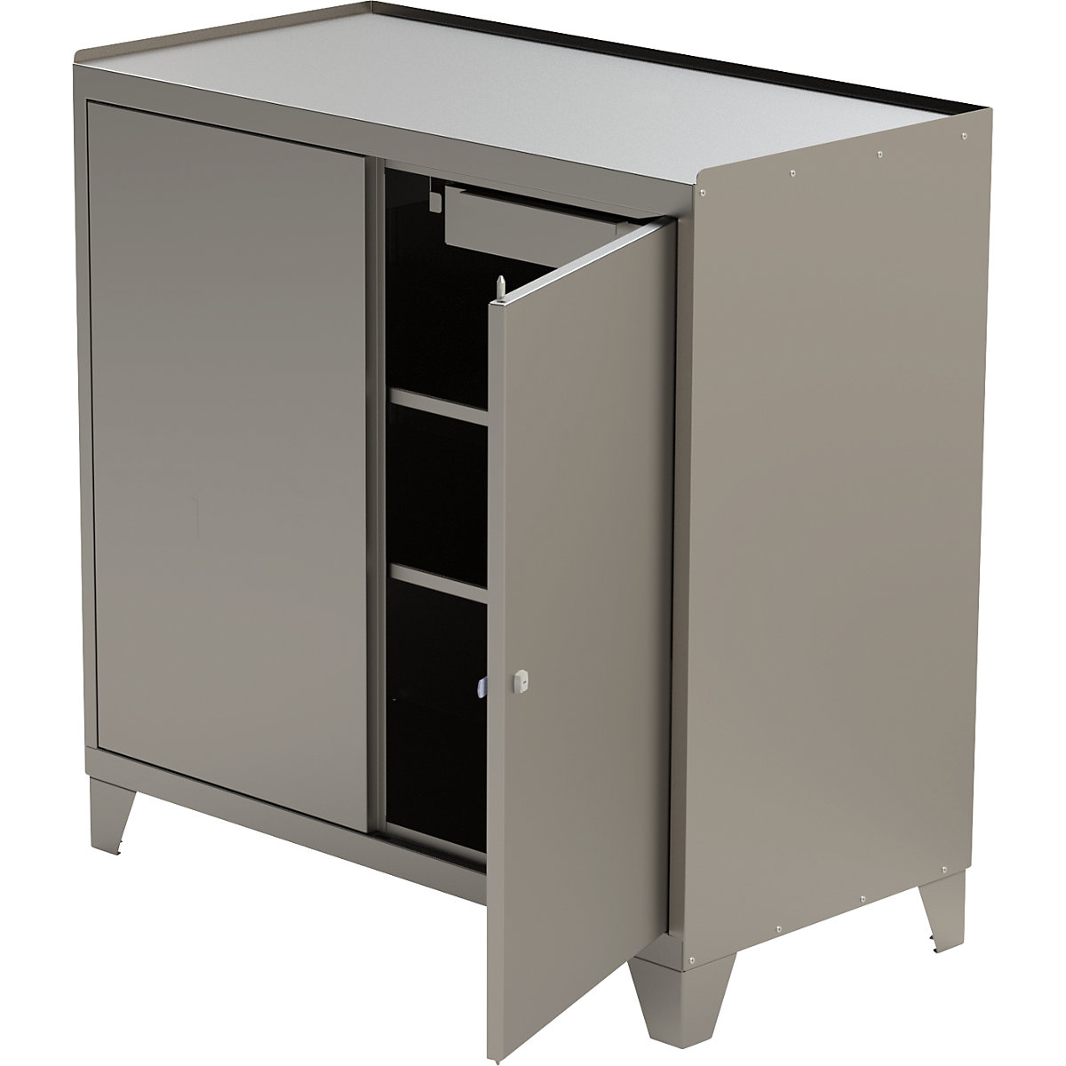 Edelstahl-Werkzeugschrank mit Stollenfüßen (Produktabbildung 8)-7