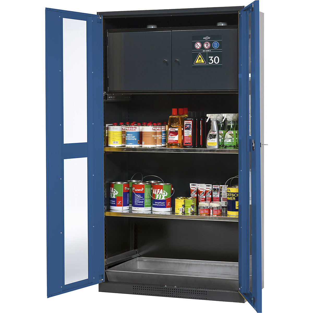 asecos Type 30 Hazardous Material Cabinet Gentian Blue 5