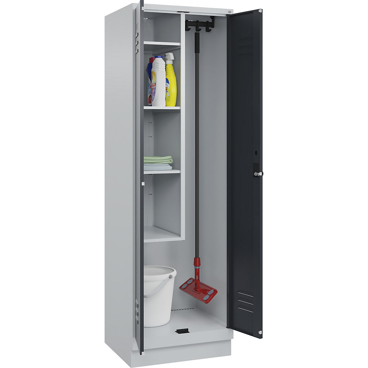 C+P Classic PLUS Cleaning Supplies Locker Light Gray/Gray 60x50x195 cm 3