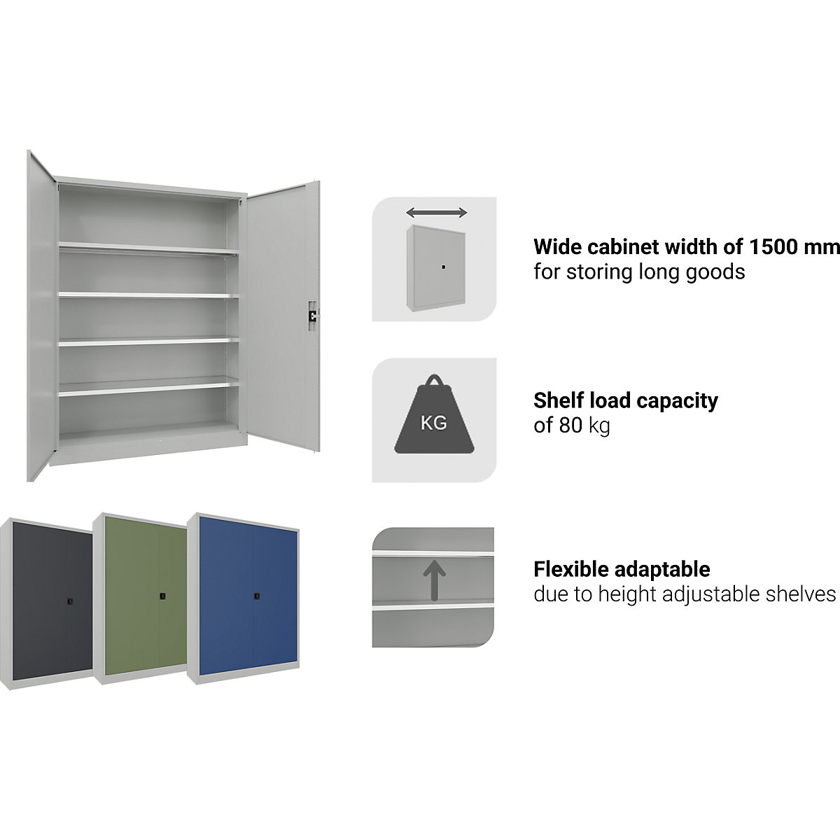 Stahlschrank mit Flügeltüren eurokraft pro (Produktabbildung 2)-1
