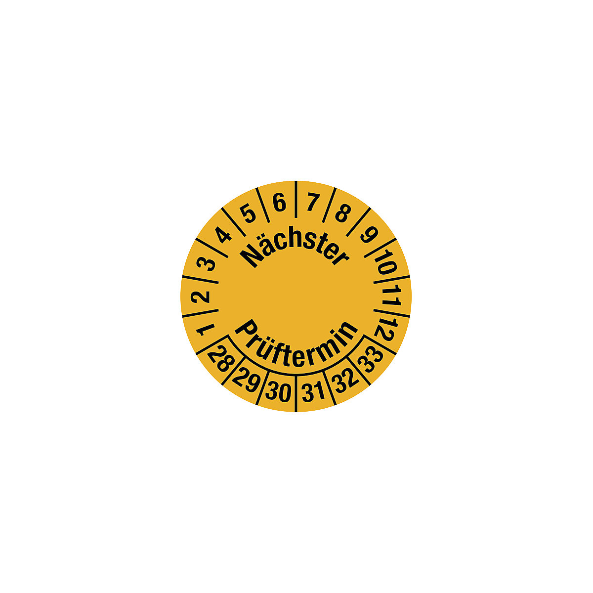 Kabelprüfplakette, Mehrjahreszahlen, gelb