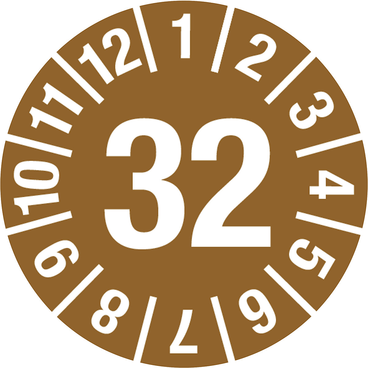 Prüfplakette, Jahreszahl, Dokumentenfolie, Ø 15 mm, 32, braun-3