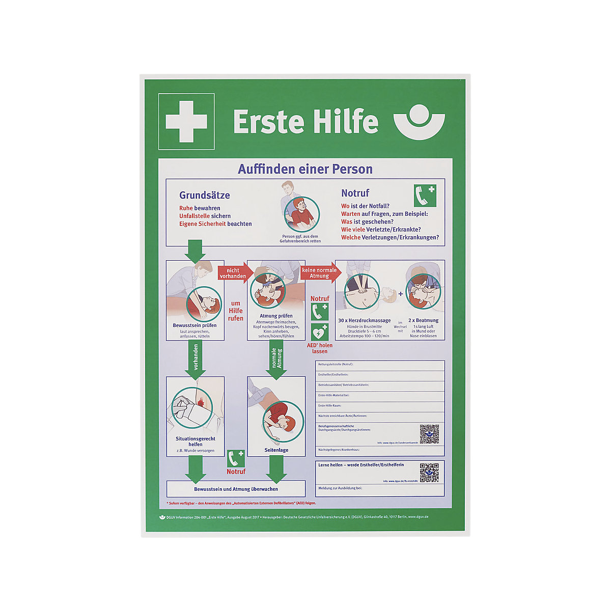 Schild Anleitung Erste Hilfe
