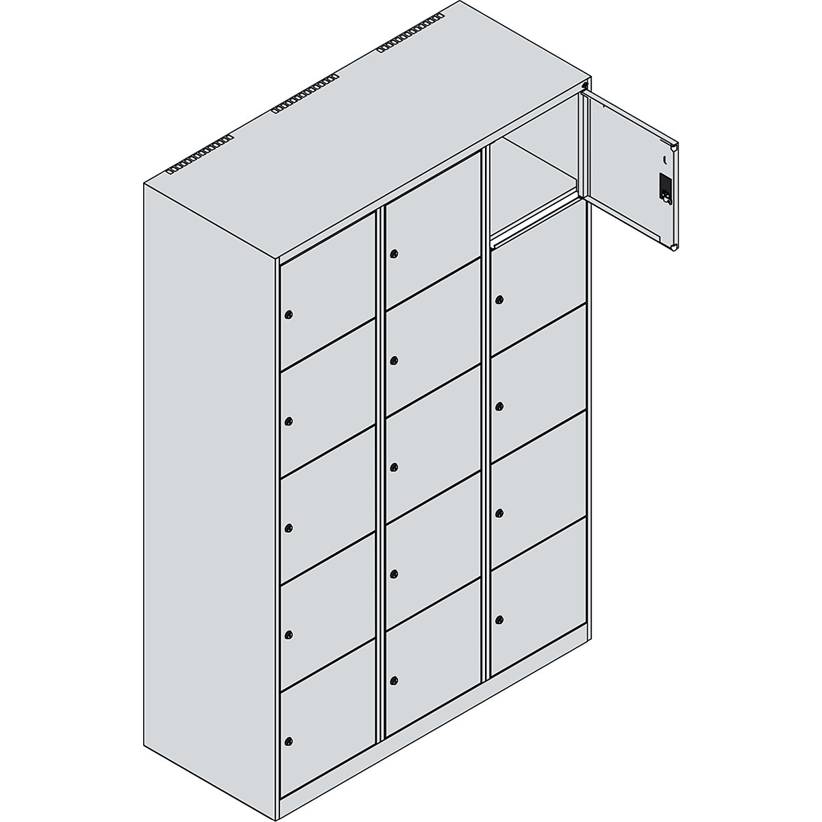 C+P Classic PLUS 5-Column Locker 15 Compartments Anthracite Grey 1200x500x1850mm 5