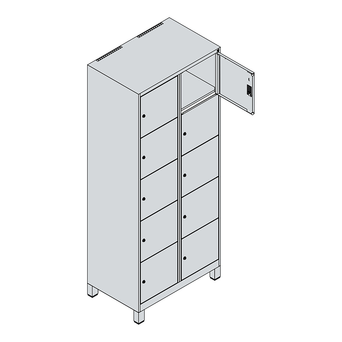 C+P Classic PLUS 10-Compartment Locker Cabinet Light Gray 80x50x195 cm 10