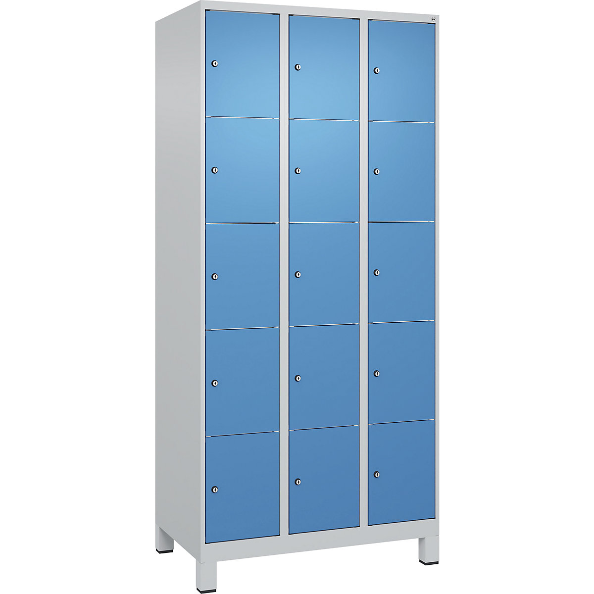 C+P Classic PLUS 5-Column Locker 15 Compartments Light Gray/Light Blue 90x50x195 cm 5