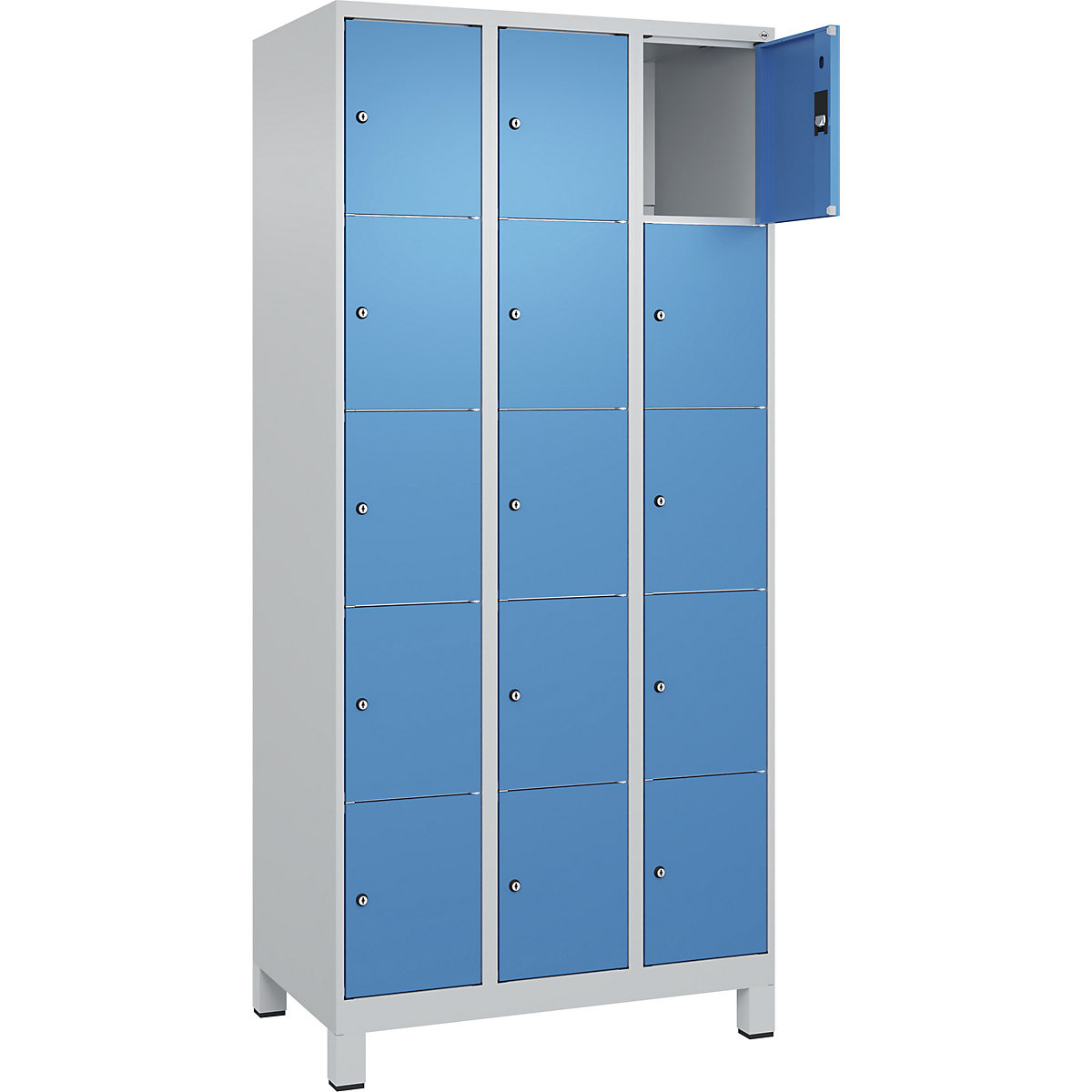 C+P Classic PLUS 5-Column Locker 15 Compartments Light Gray/Light Blue 90x50x195 cm 10