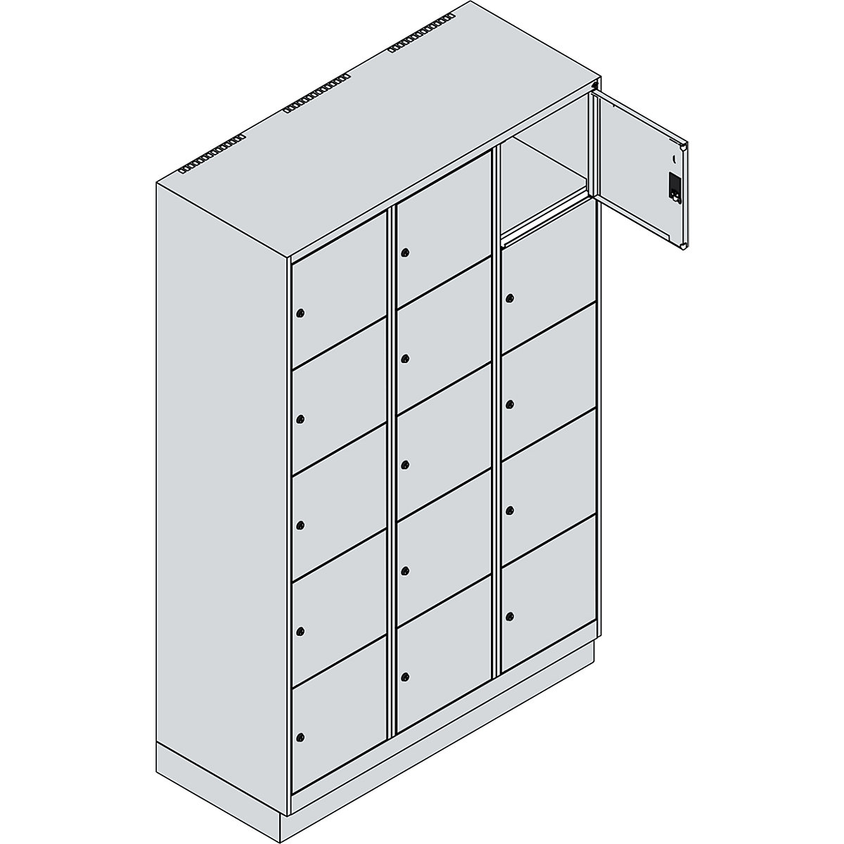 C+P Classic PLUS 5-Row Locker Cabinet Light Gray 1200x500x1950 mm 10