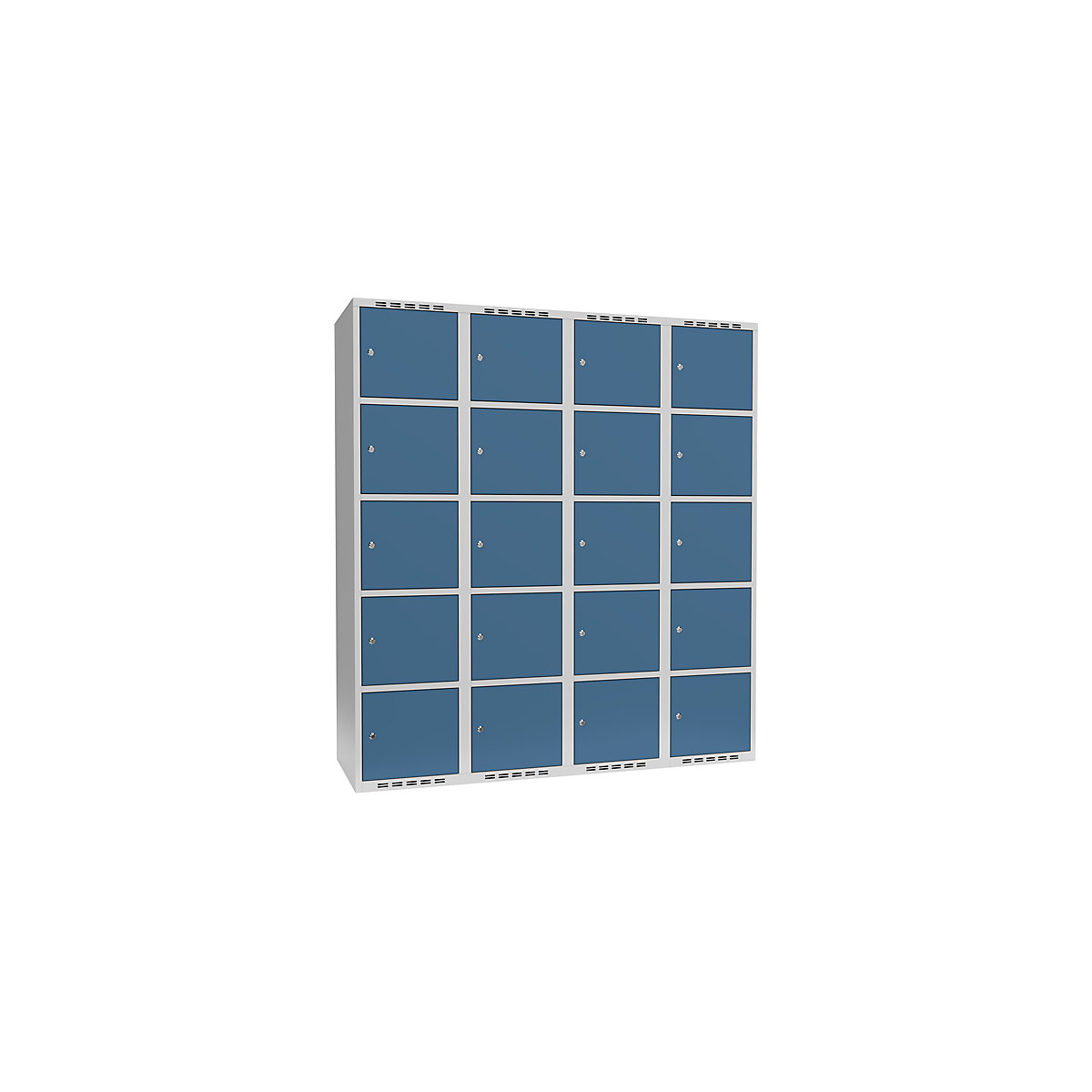 5er-Schließfachschrank Fydor, 4 Abteile, lichtgrau / brillantblau, B 1200 mm, 4 Abteile, flache Dachform, Zylinderschloss-8