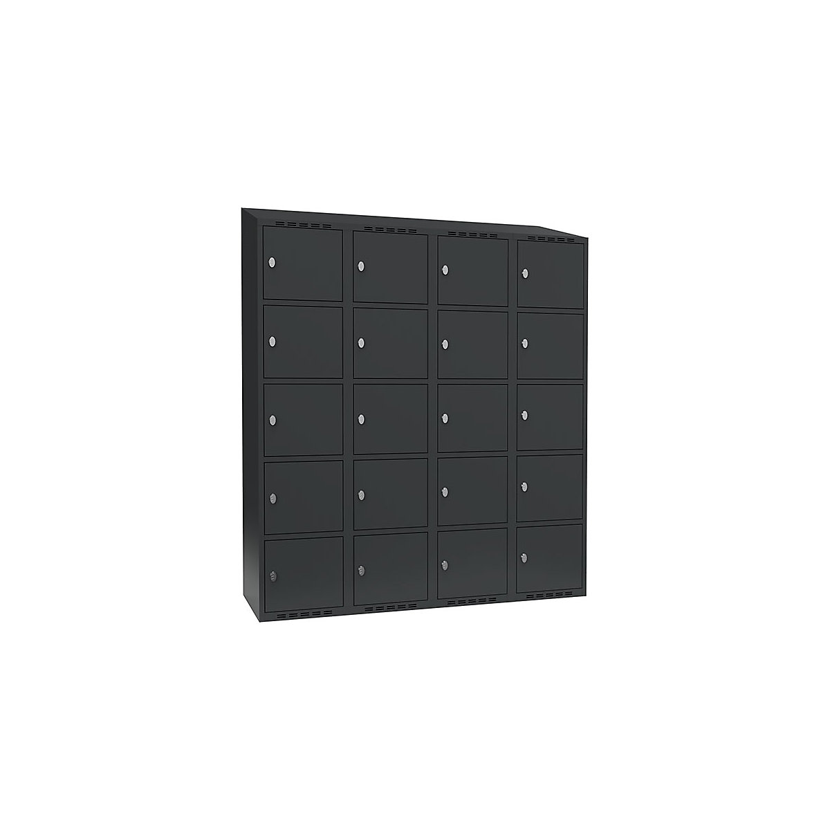 5er-Schließfachschrank Fydor, 4 Abteile, anthrazit, B 1200 mm, 4 Abteile, schräge Dachform, Vorhängeschloss-6