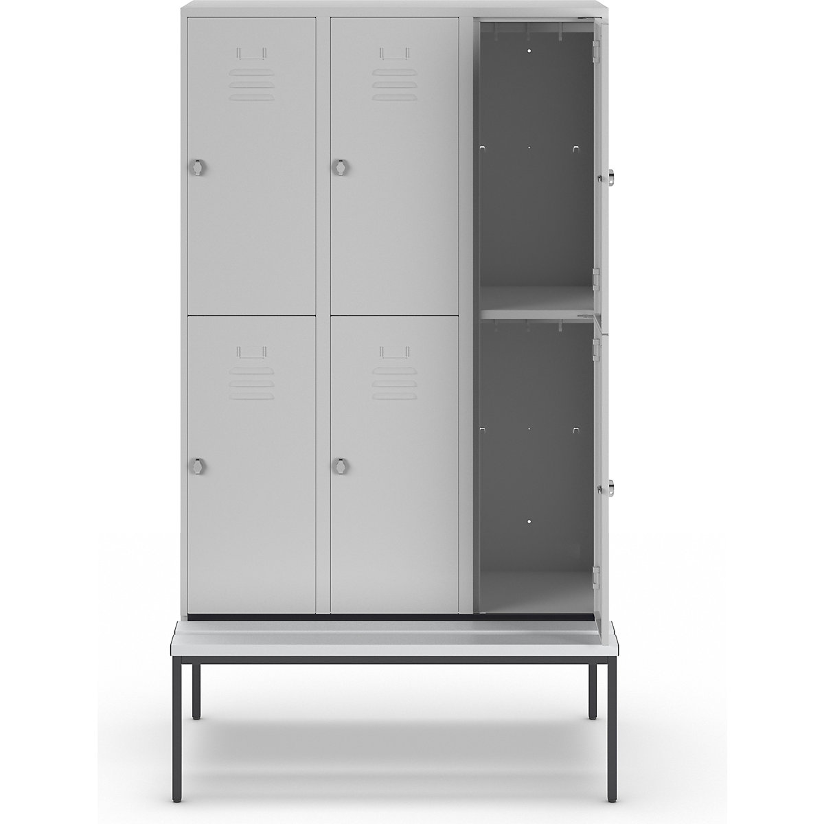 Doppelstock-Spind Berlin 2 Sitzbank Wolf (Produktabbildung 3)-2