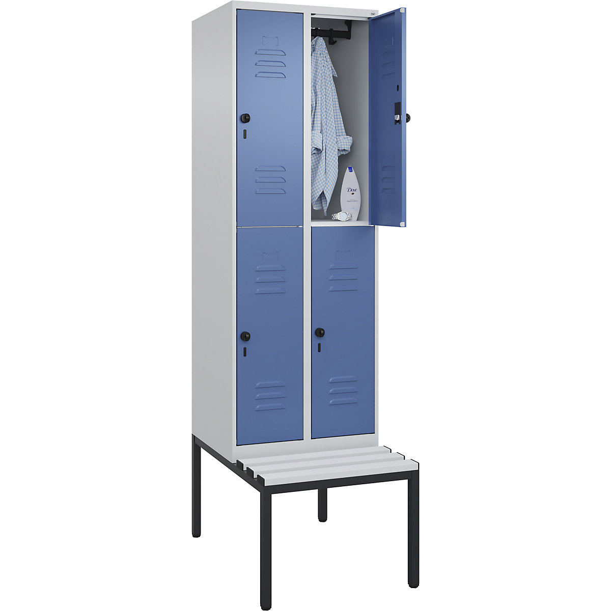 Doppelstock-Spind Classic PLUS Sitzbank C+P