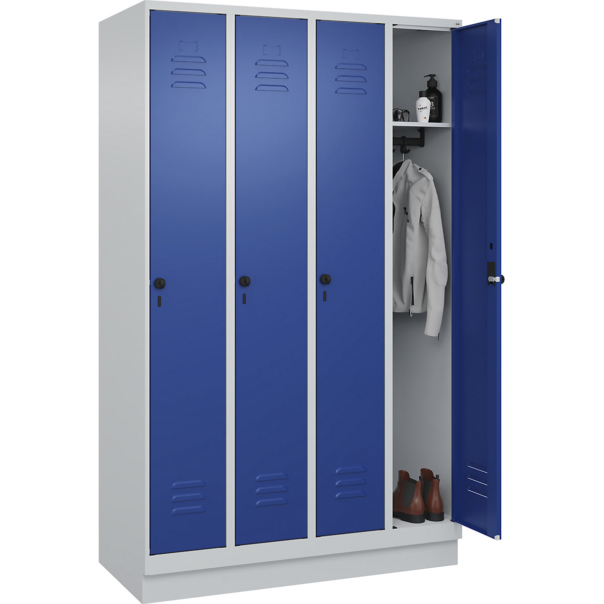 Spind Classic PLUS 2-Abteil Spind lichtgrau / enzianblau 80x50x185 cm 3