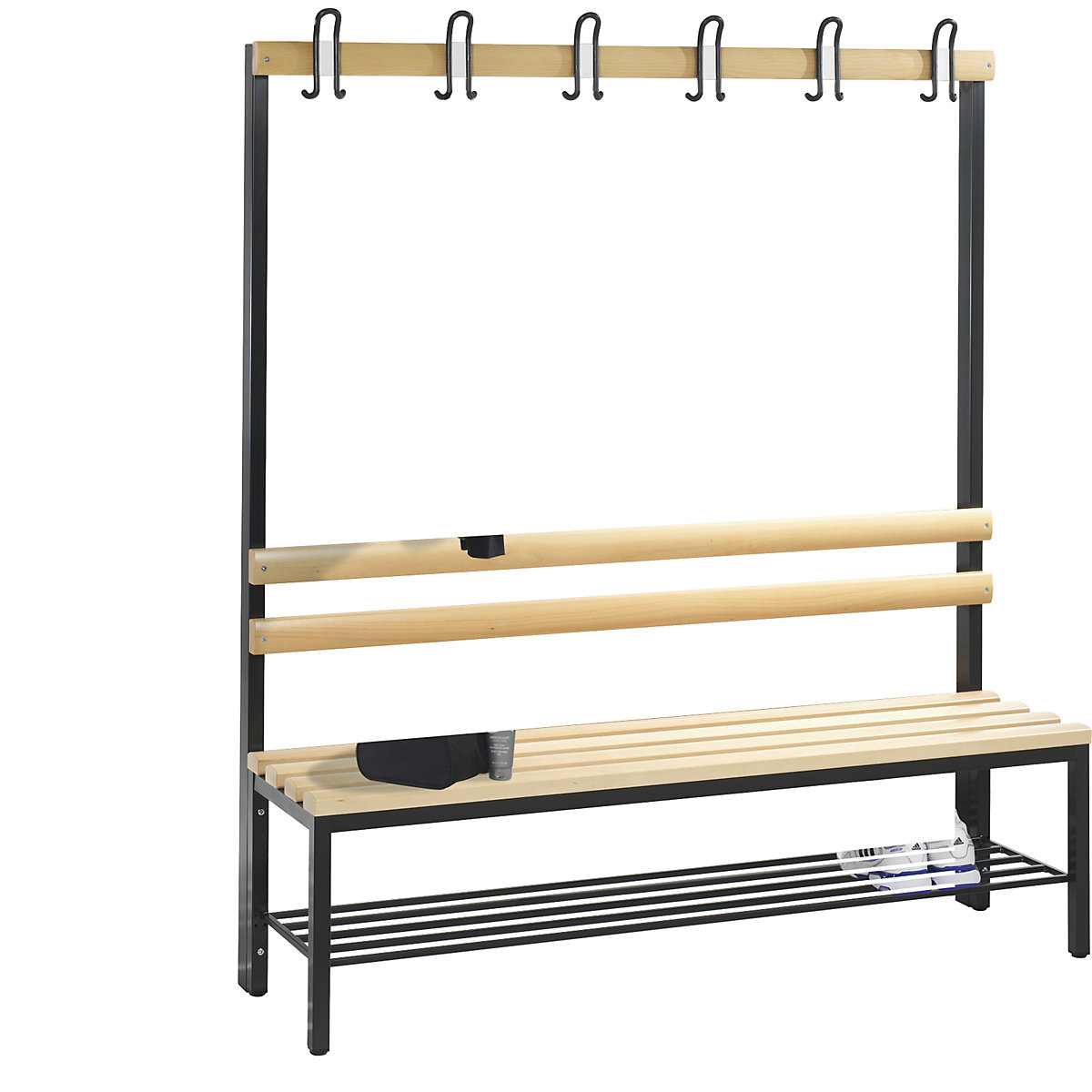 C+P BASIC Changing Bench With Shoe Rack Natural Beech Black-Grey 2