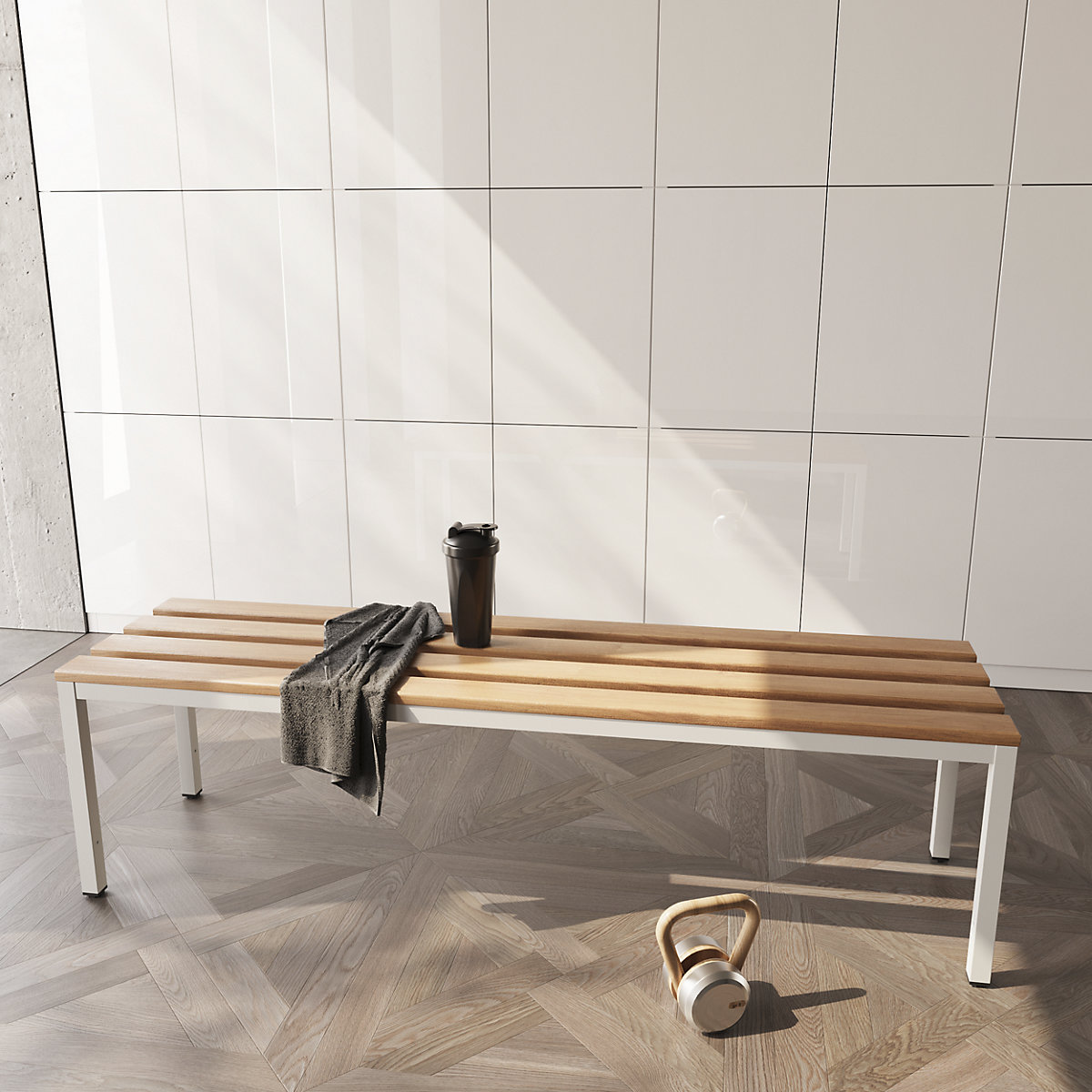 eurokraft basic Single-Sided Changing Room Bench Light Gray 150 cm 10