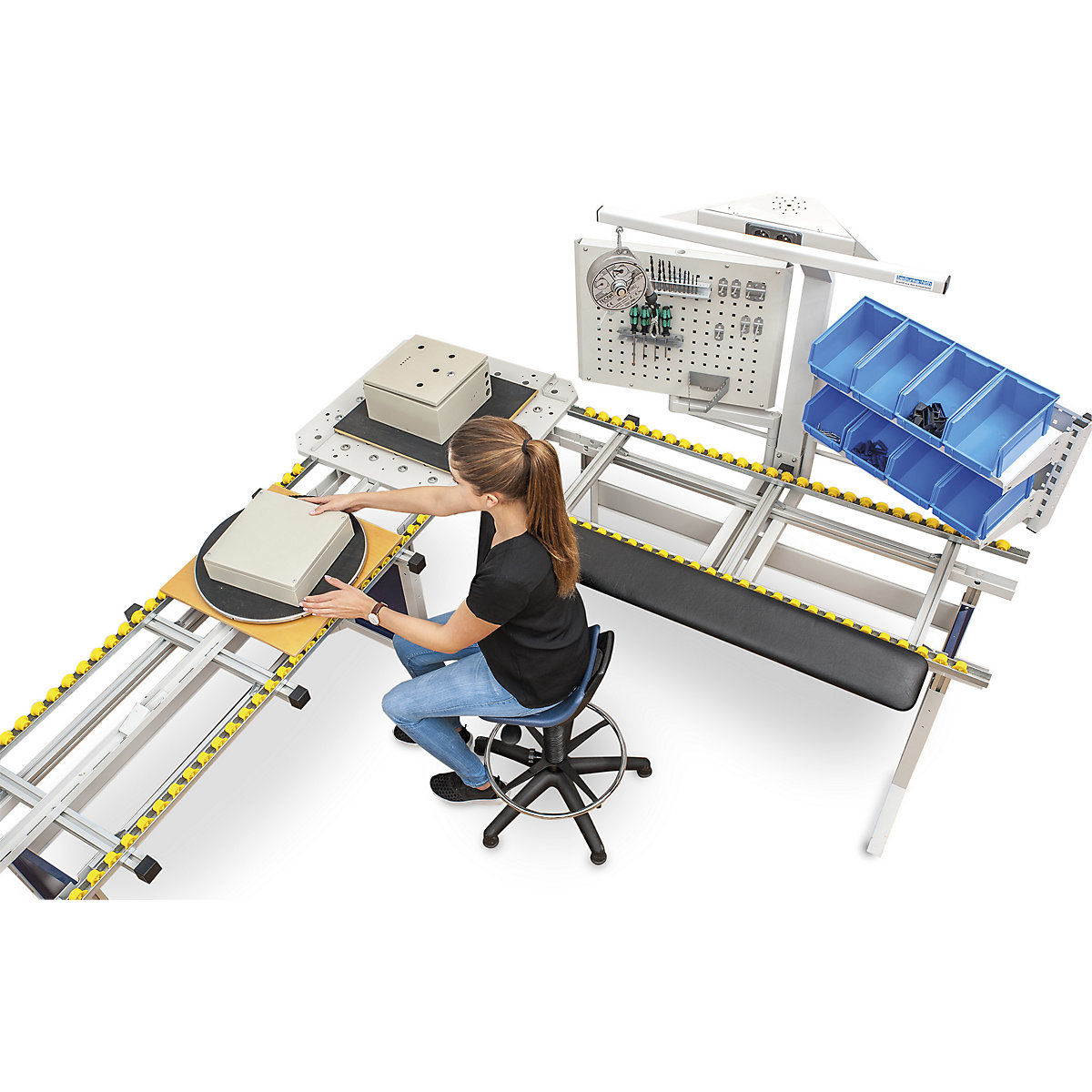 Bedrunka Hirth Workline Workbench with Roller Conveyor 1500x600mm Grey 7