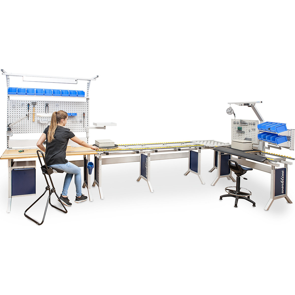 Bedrunka Hirth Workline Workbench with Roller Conveyor 1500x600mm Grey 9