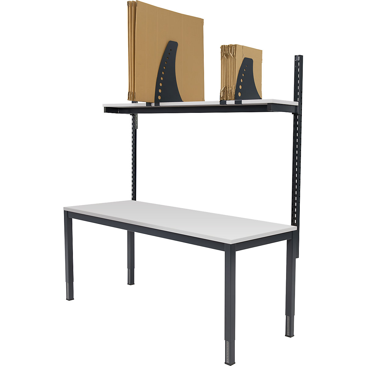 Höhenverstellbarer Arbeitstisch mit Etagenbord eurokraft basic (Produktabbildung 3)-2