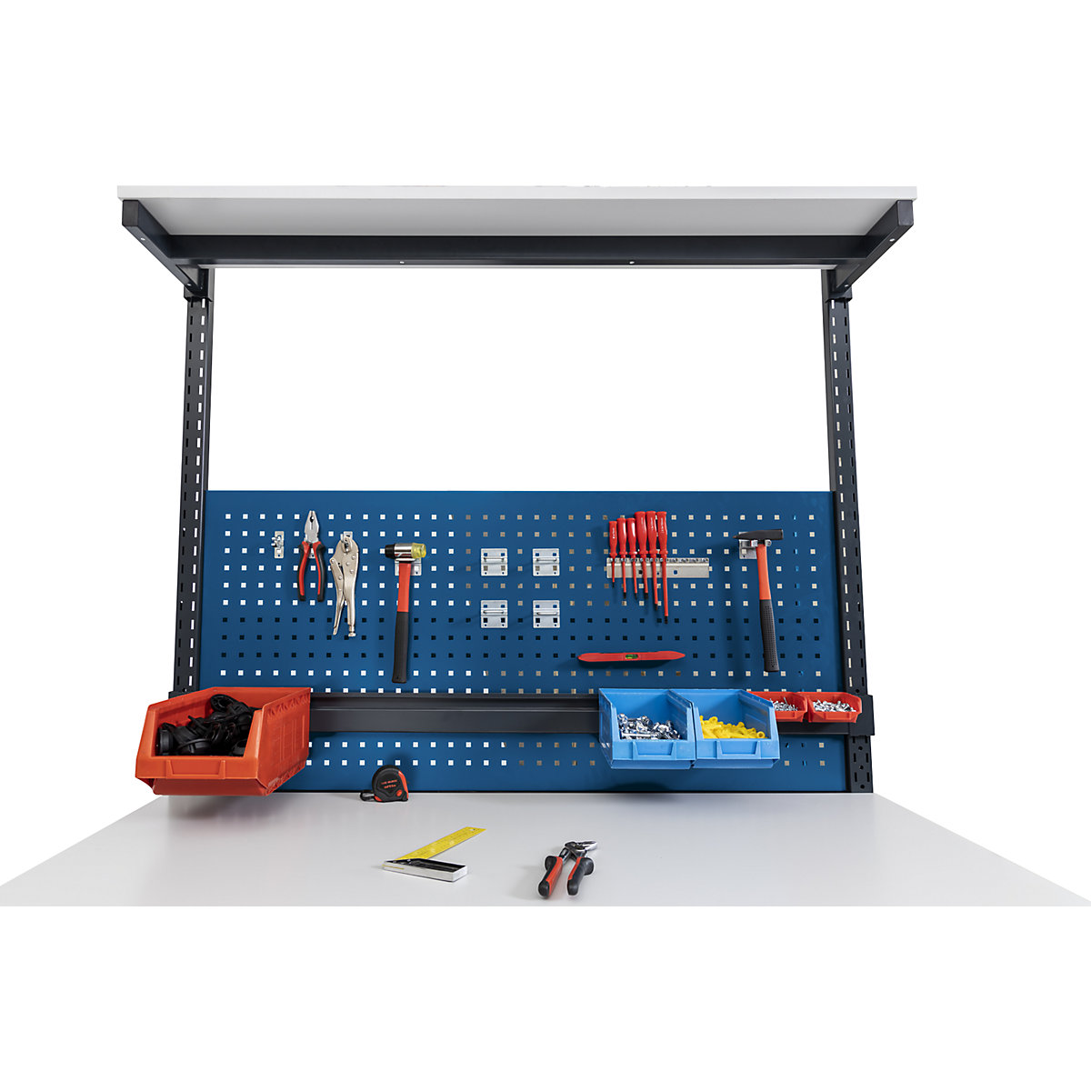 Höhenverstellbarer Arbeitstisch mit Etagenbord eurokraft basic (Produktabbildung 14)-13