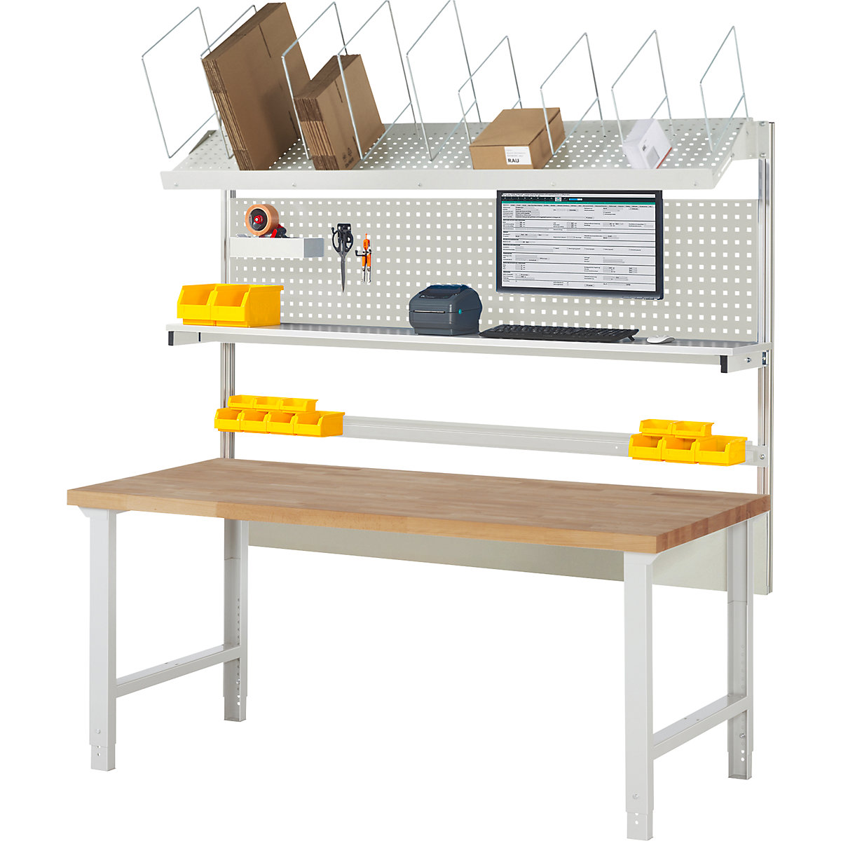 eurokraft pro 7000 Workbench with Rear System Setup Light Gray 2000x900mm 3