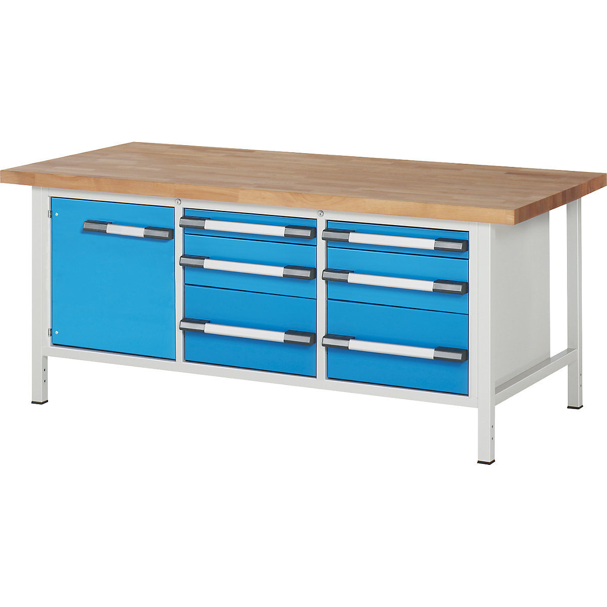 eurokraft pro 8000 Workbench with Rear Cabinet 2000x900 mm Light Gray/Light Blue 5