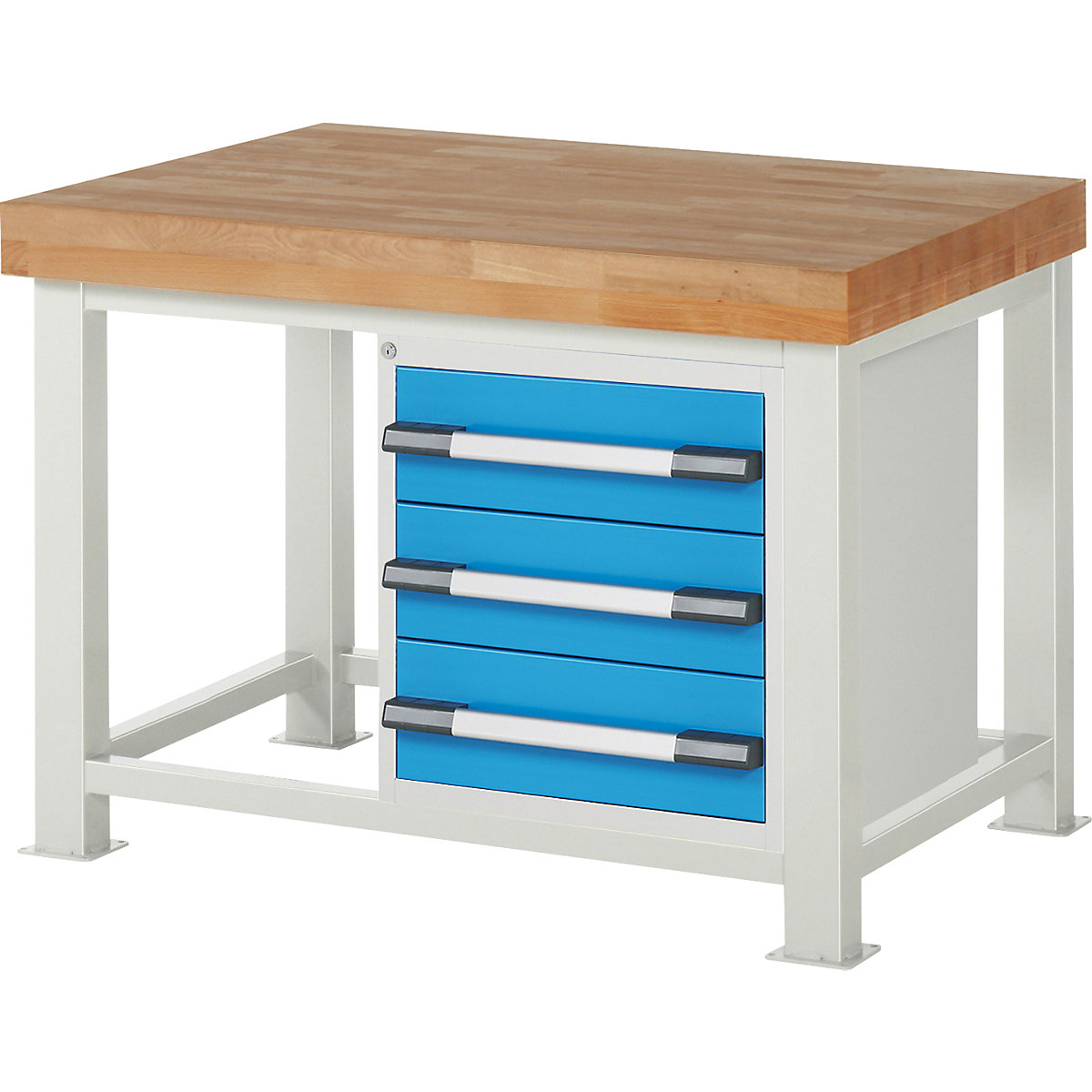 eurokraft pro Heavy Duty Workbench 3 Drawers Light Grey/Blue 1250x900mm 3