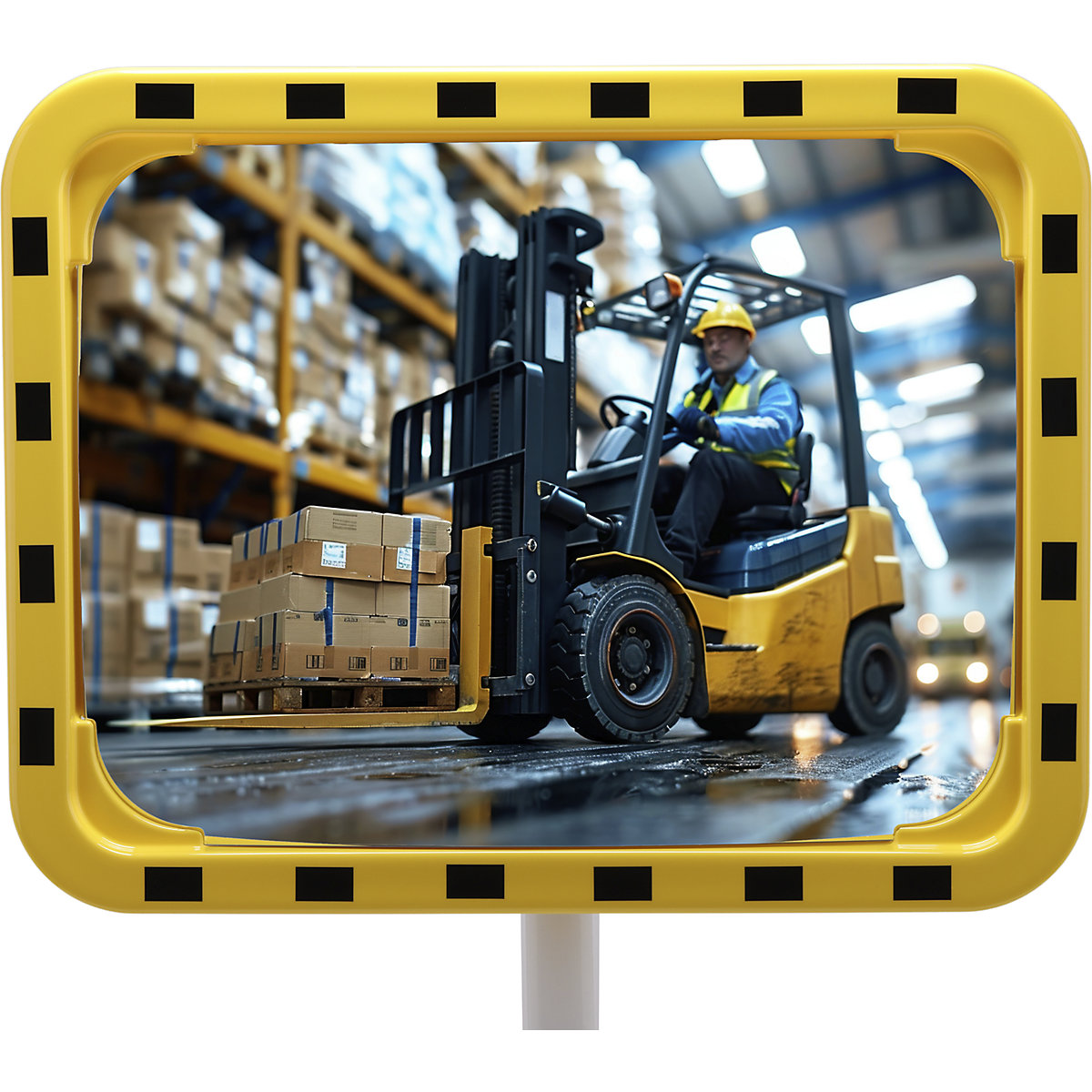 Dan-MIRROR Rectangular Industrial Mirror Yellow/Black 9