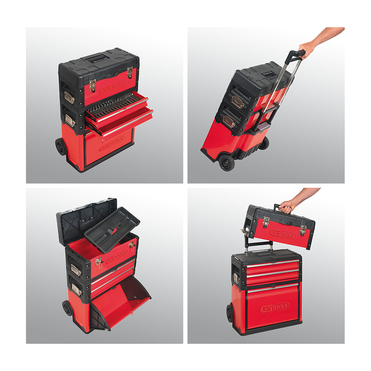 Fahrbarer Kunststoff-Stahlblech-Werkzeugkasten KS Tools (Produktabbildung 3)-2