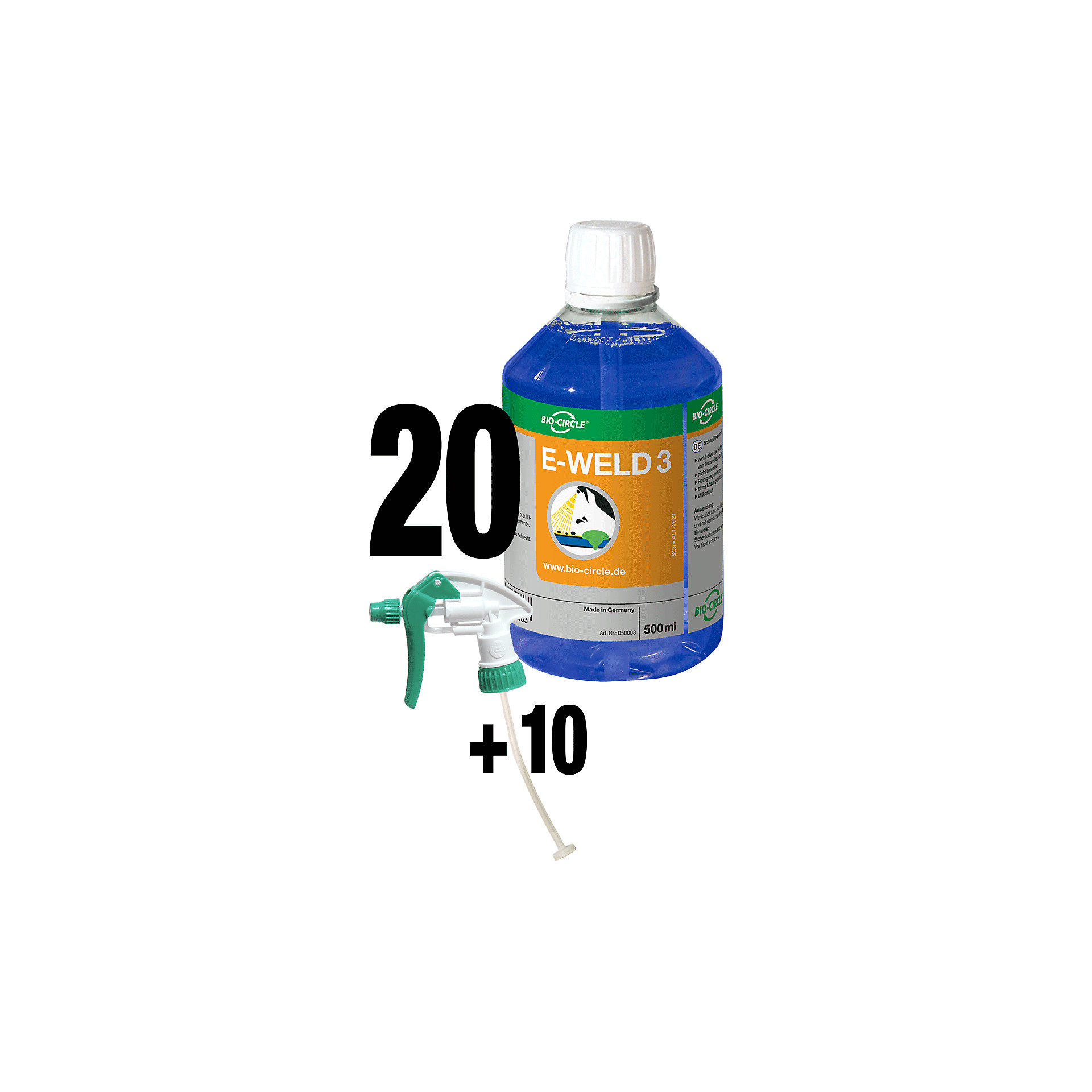 SaleSchweißschutzspray E-WELD 3 Bio-CircleVE 20 Stk + 10 Sprayer-29%Netto 221,- €155,65 €VE 20 Stück 15,56 € / Liter+Bonus 3-4 Werktage