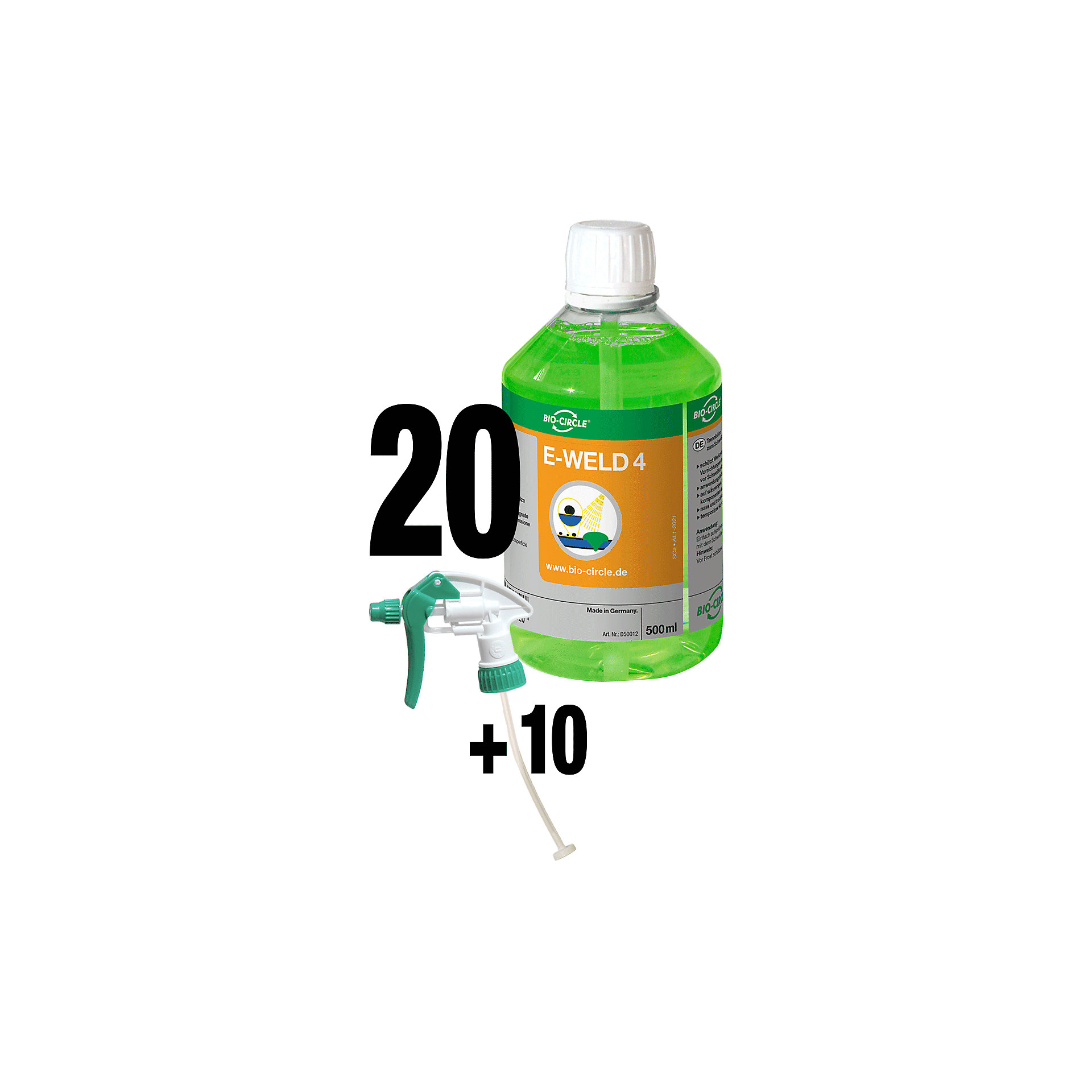 SaleSchweißschutzspray E-WELD 4 Bio-CircleVE 20 Stk + 10 Sprayer-28%Netto 237,- €168,41 €VE 20 Stück 16,84 € / Liter+Bonus 3-4 Werktage
