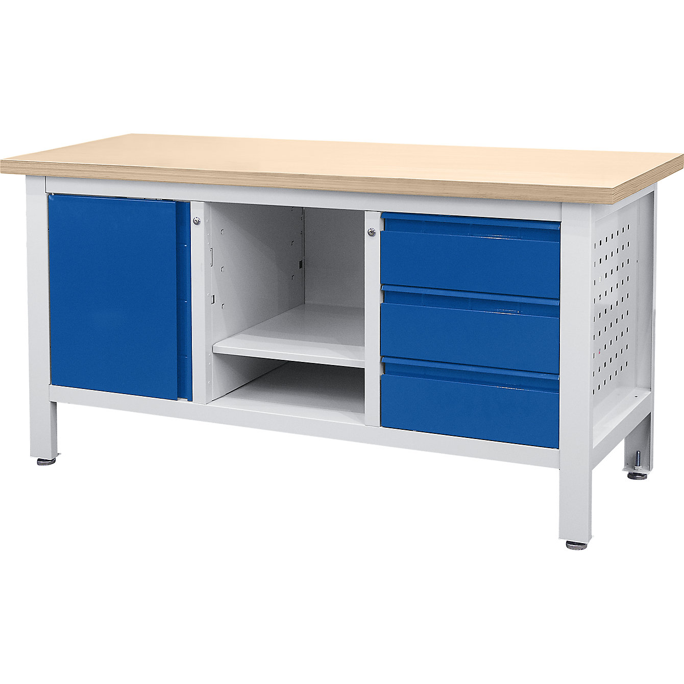 EUROKRAFTpro Werkbank, Gestellbauweise: Breite 2000 mm, 6 Schubladen, 1