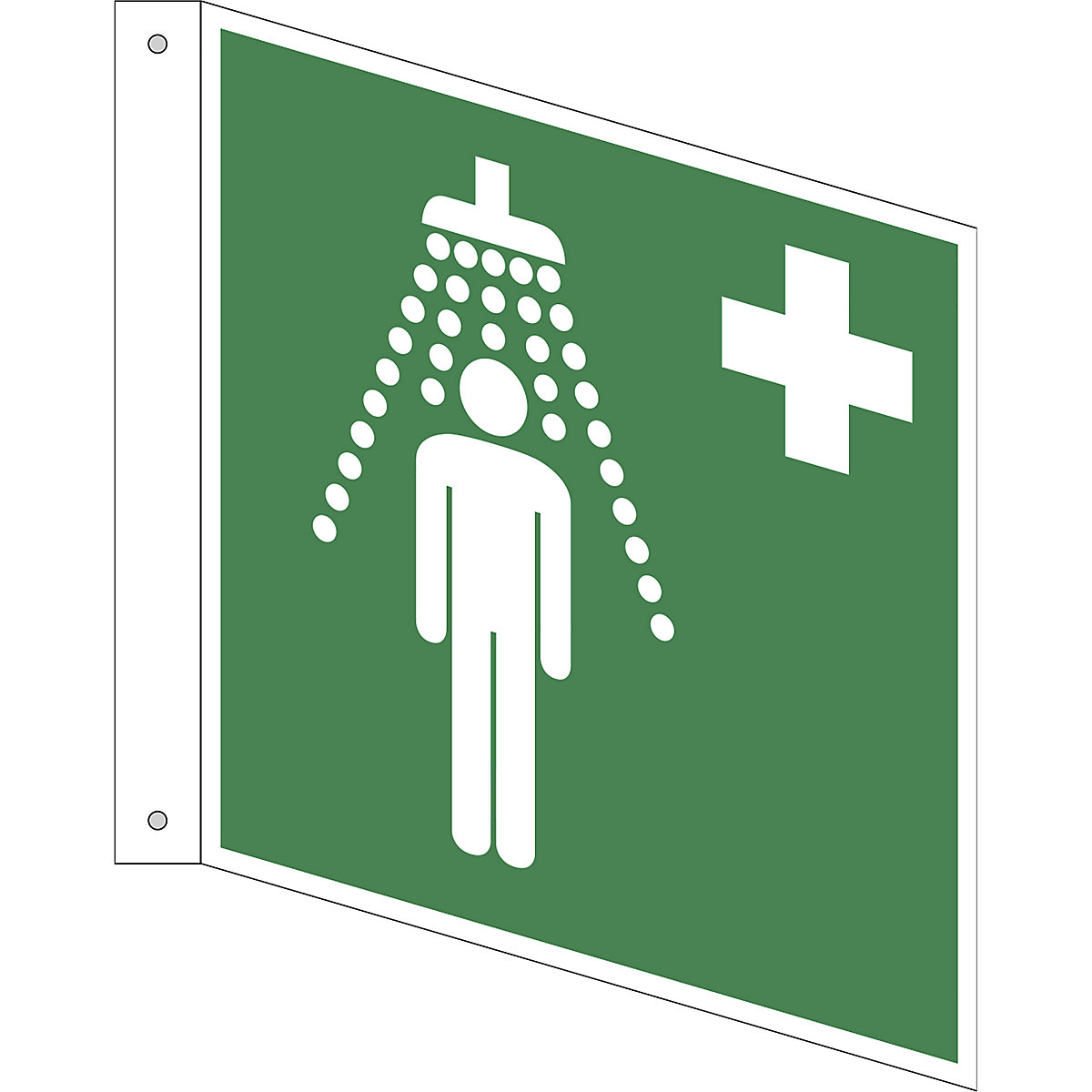 Záchranná značka, núdzová sprcha, OJ 10 ks, hliník, informačná tabuľka vlajková, 200 x 200 mm-1