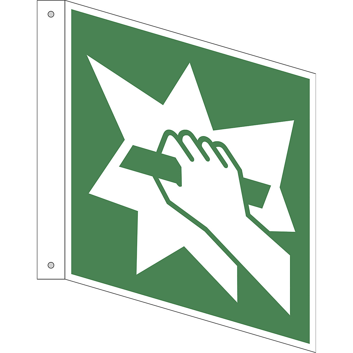 Úniková značka, Zařízení pro nouzový východ, bal.j. 10 ks, hliník, vlajkový štítek, 200 x 200 mm-5