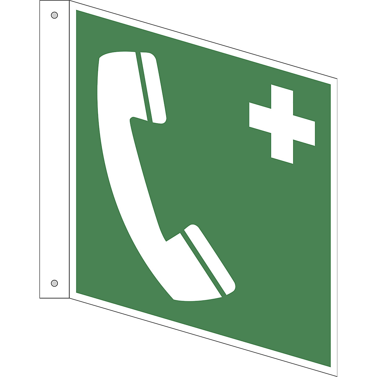 Úniková značka, Nouzový telefon, bal.j. 10 ks, hliník, vlajkový štítek, 200 x 200 mm