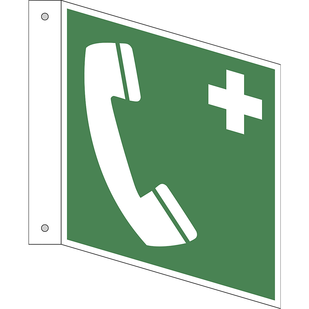 Úniková značka, Nouzový telefon, bal.j. 10 ks, hliník, vlajkový štítek, 150 x 150 mm