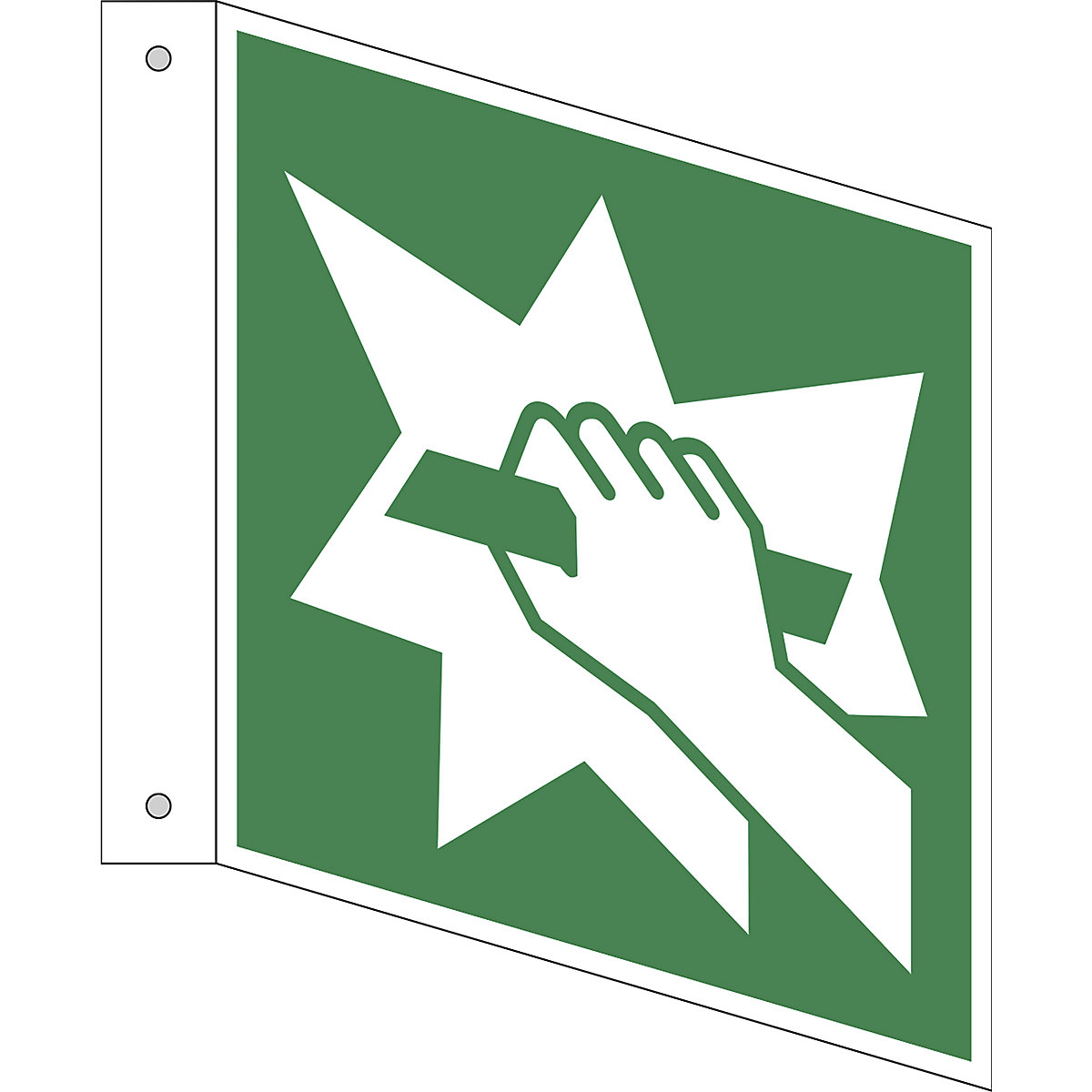 Úniková značka, Zařízení pro nouzový východ, bal.j. 10 ks, hliník, vlajkový štítek, 150 x 150 mm