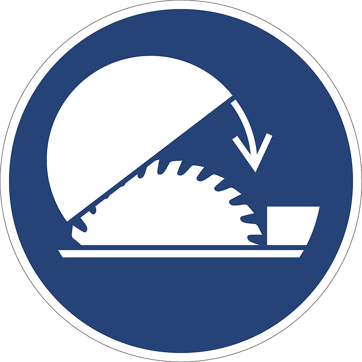 Příkazová značka, Použijte ochranný kryt stolní kotoučové pily, bal.j. 10 ks, plast, Ø 200 mm