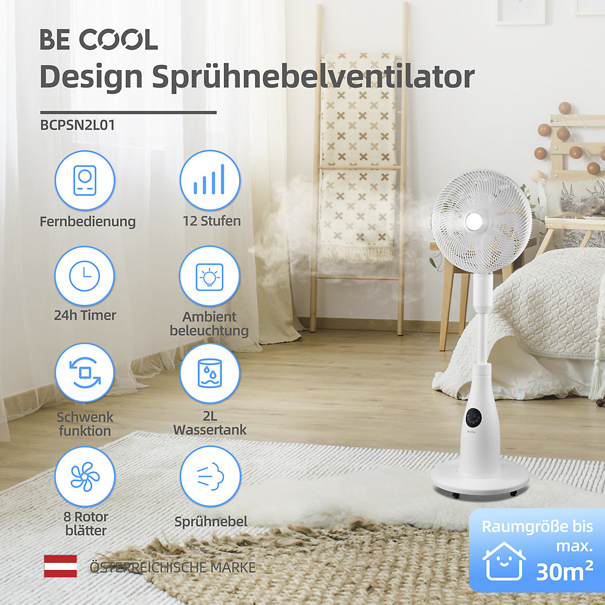Ventilator premium cu picior și nebulizare (Imagine produs 6)-5