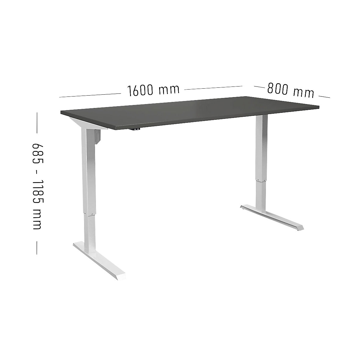 Birou Venla, înălțime reglabilă electric – eurokraft basic (Imagine produs 6)-5