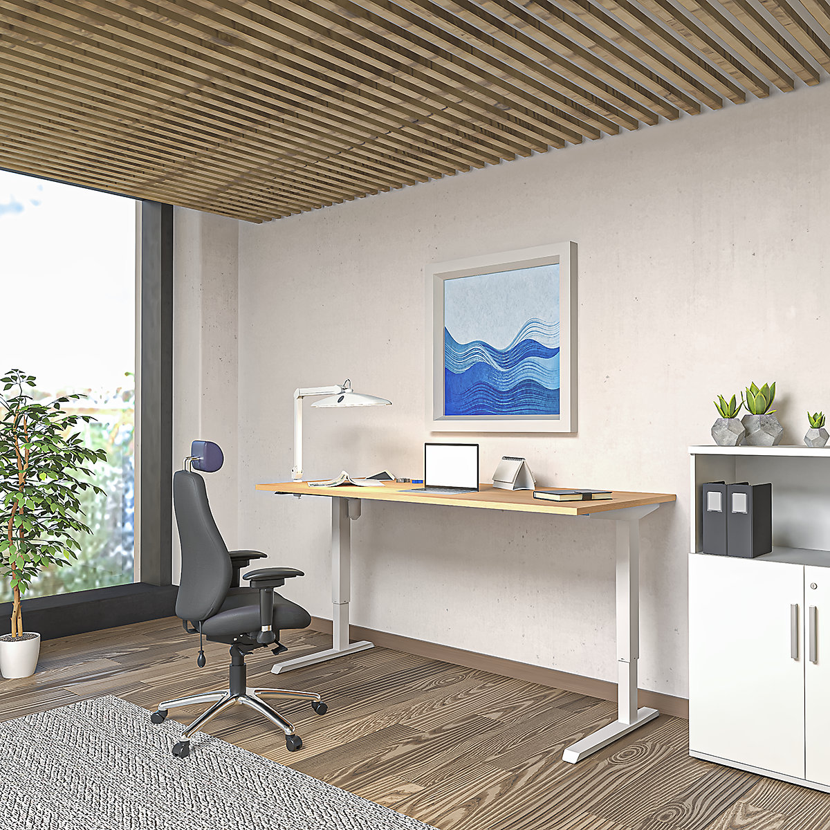 Birou Venla, înălțime reglabilă electric – eurokraft basic (Imagine produs 10)-9