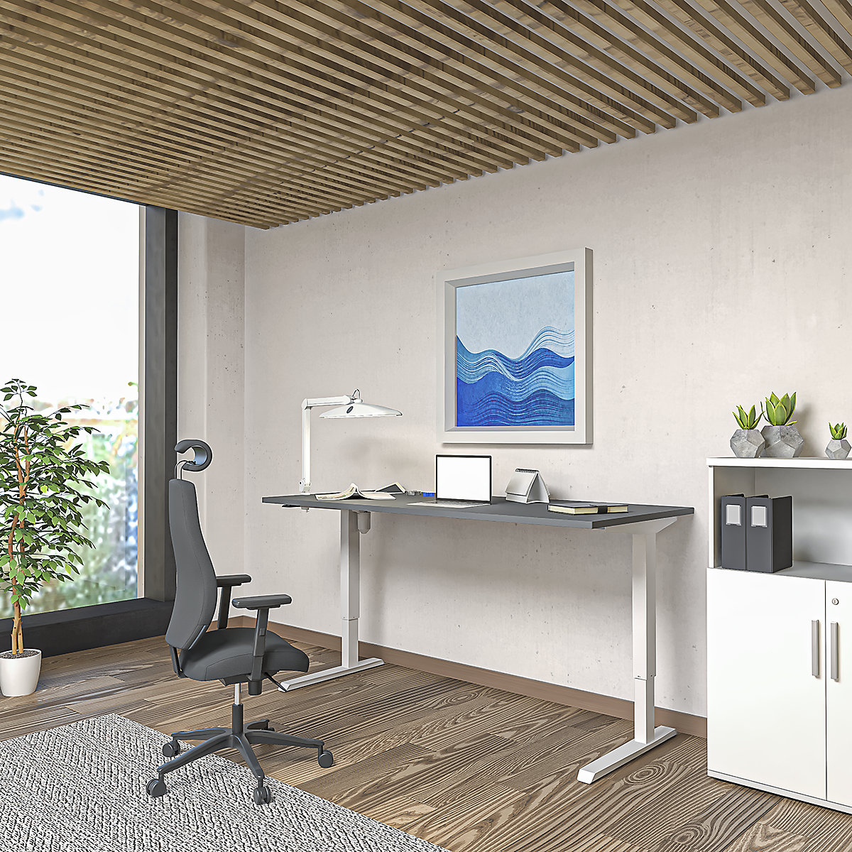 Birou Venla, înălțime reglabilă electric – eurokraft basic (Imagine produs 10)-9