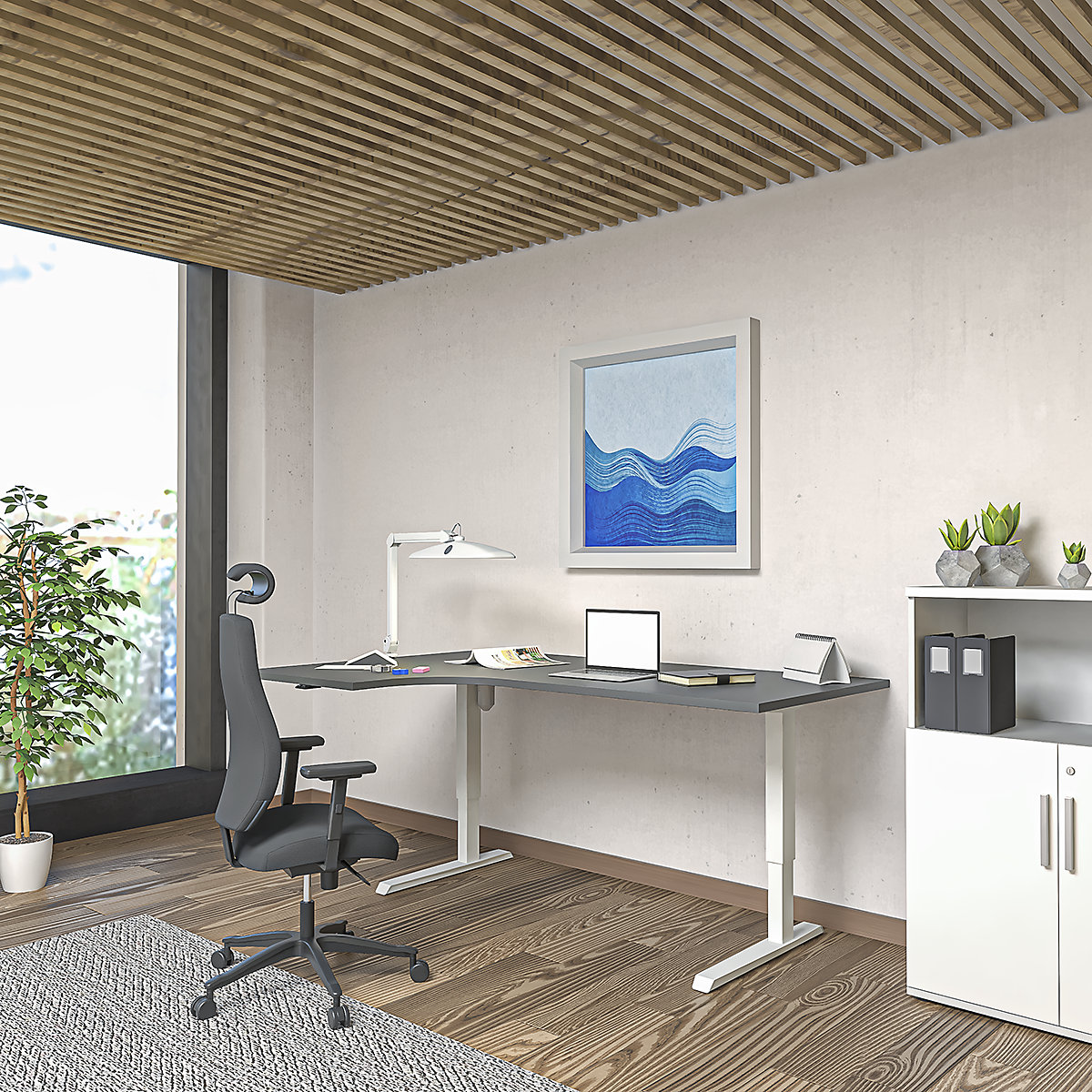 Birou Venla, înălțime reglabilă electric – eurokraft basic (Imagine produs 8)-7